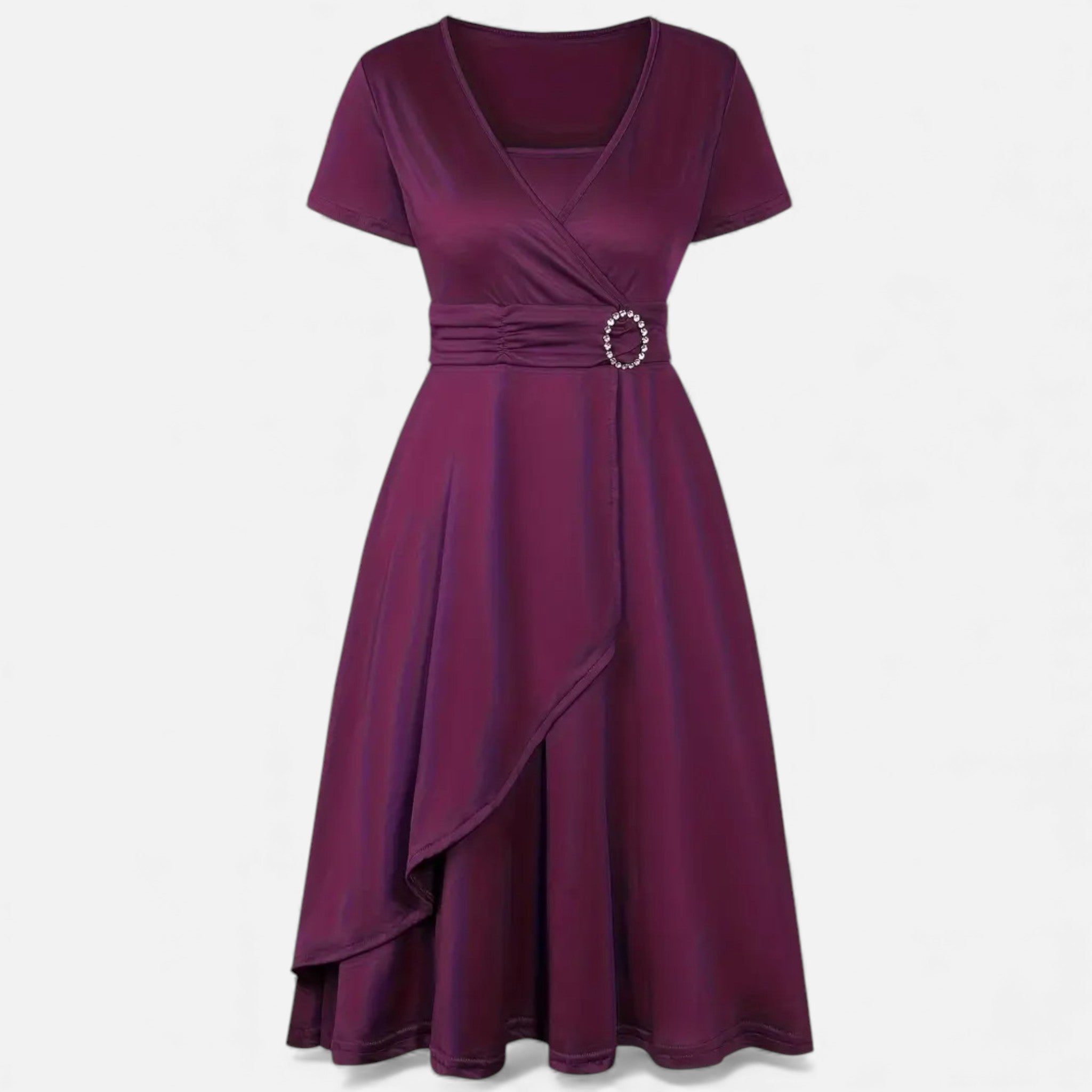 Maison Dresson | Women’s Rhinestone V-Neck Asymmetrical Evening Dress