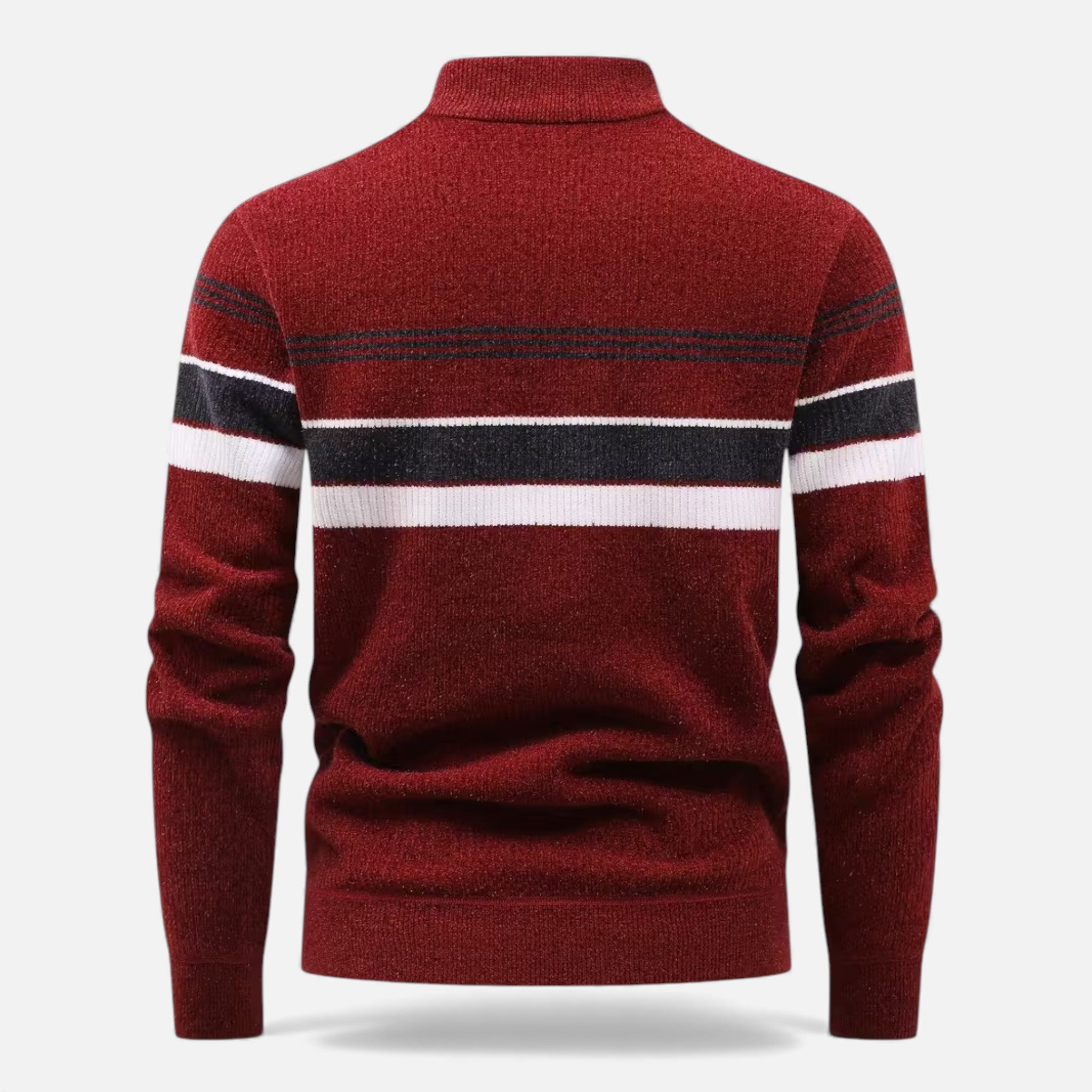 Maison Dresson | Men’s Thick Half-Zip Striped Knit Sweater