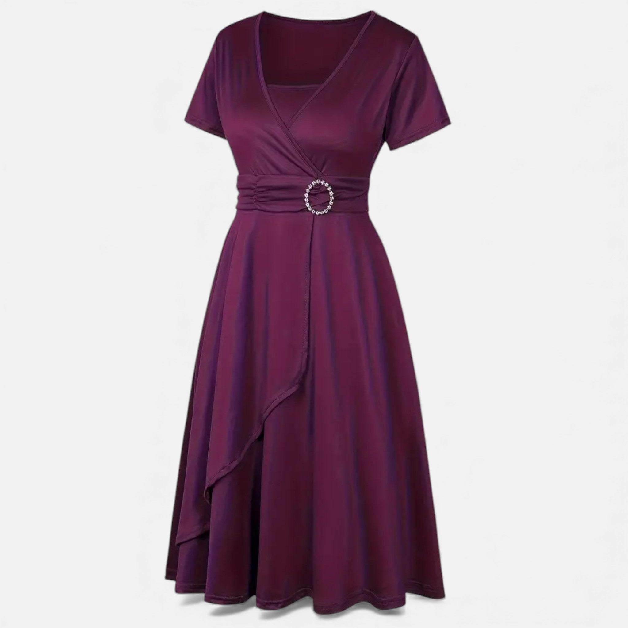 Maison Dresson | Women’s Rhinestone V-Neck Asymmetrical Evening Dress