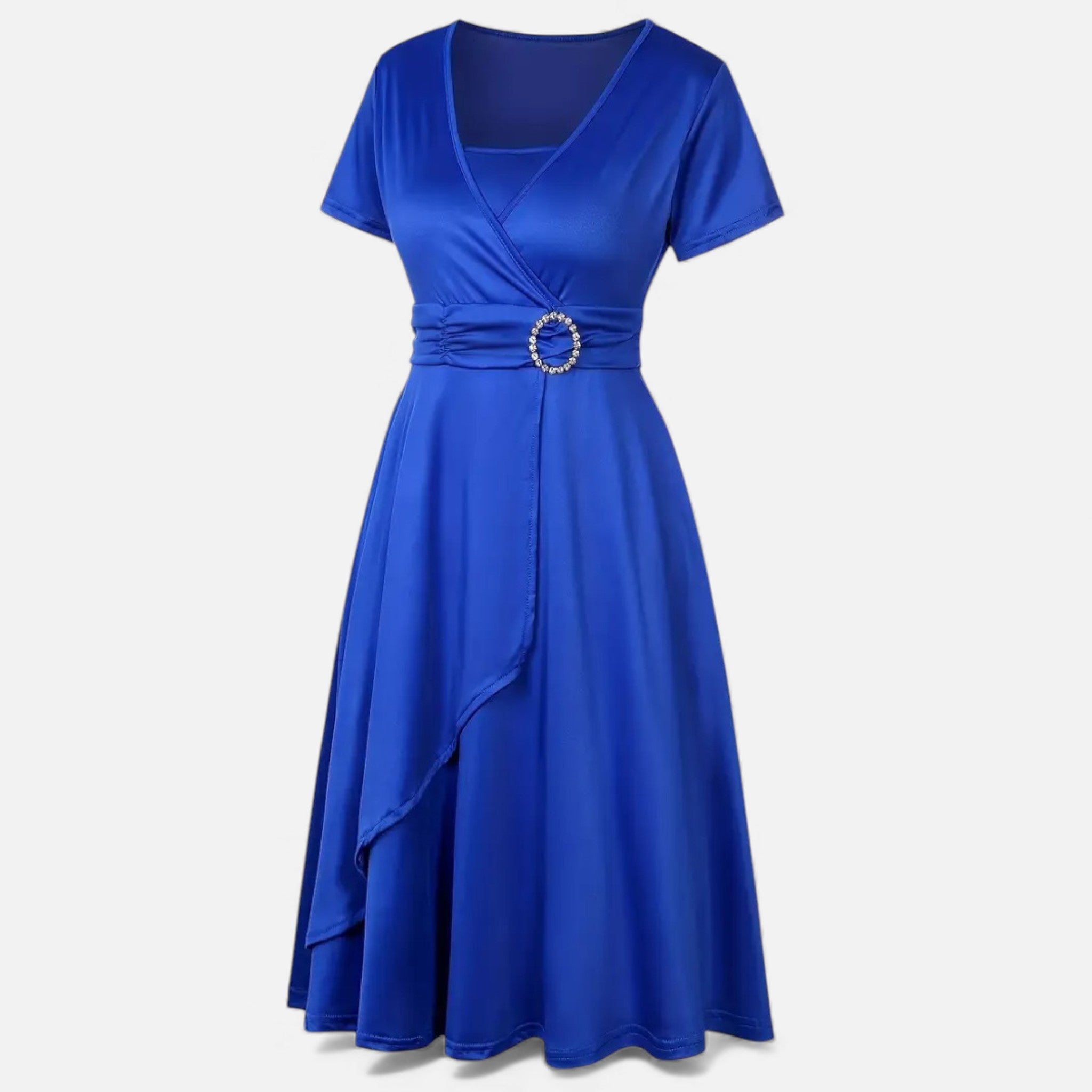 Maison Dresson | Women’s Rhinestone V-Neck Asymmetrical Evening Dress