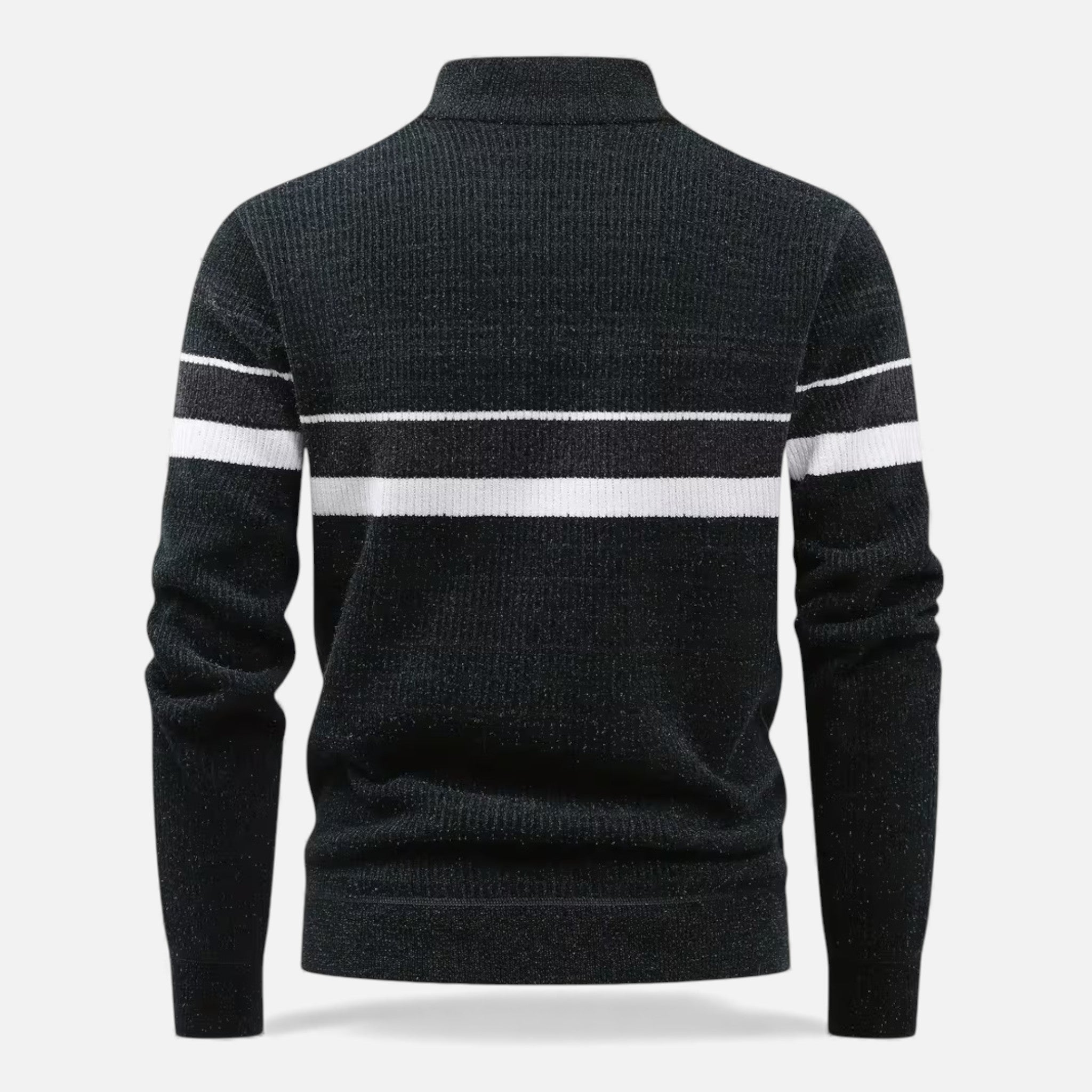 Maison Dresson | Men’s Thick Half-Zip Striped Knit Sweater