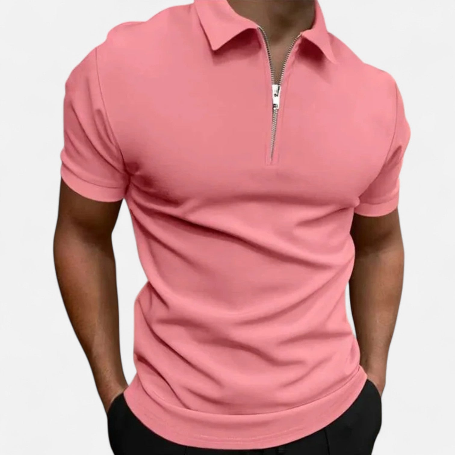 Maison Dresson | Men’s Zip‑Up Polo – Short Sleeve, Turn‑Down Collar, Refined Comfort