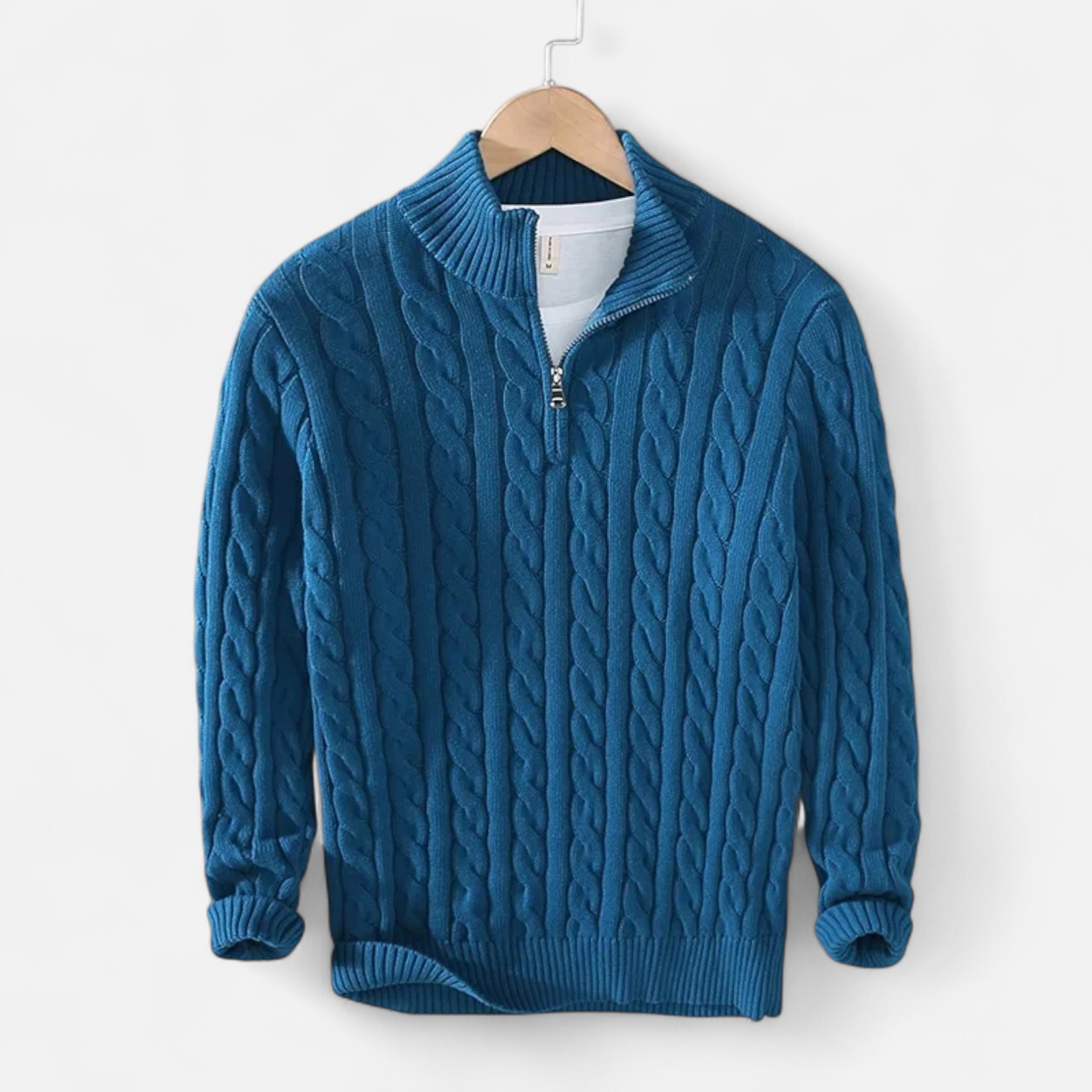 Maison Dresson | Men’s Thick-Knit Turtleneck Zip Sweater