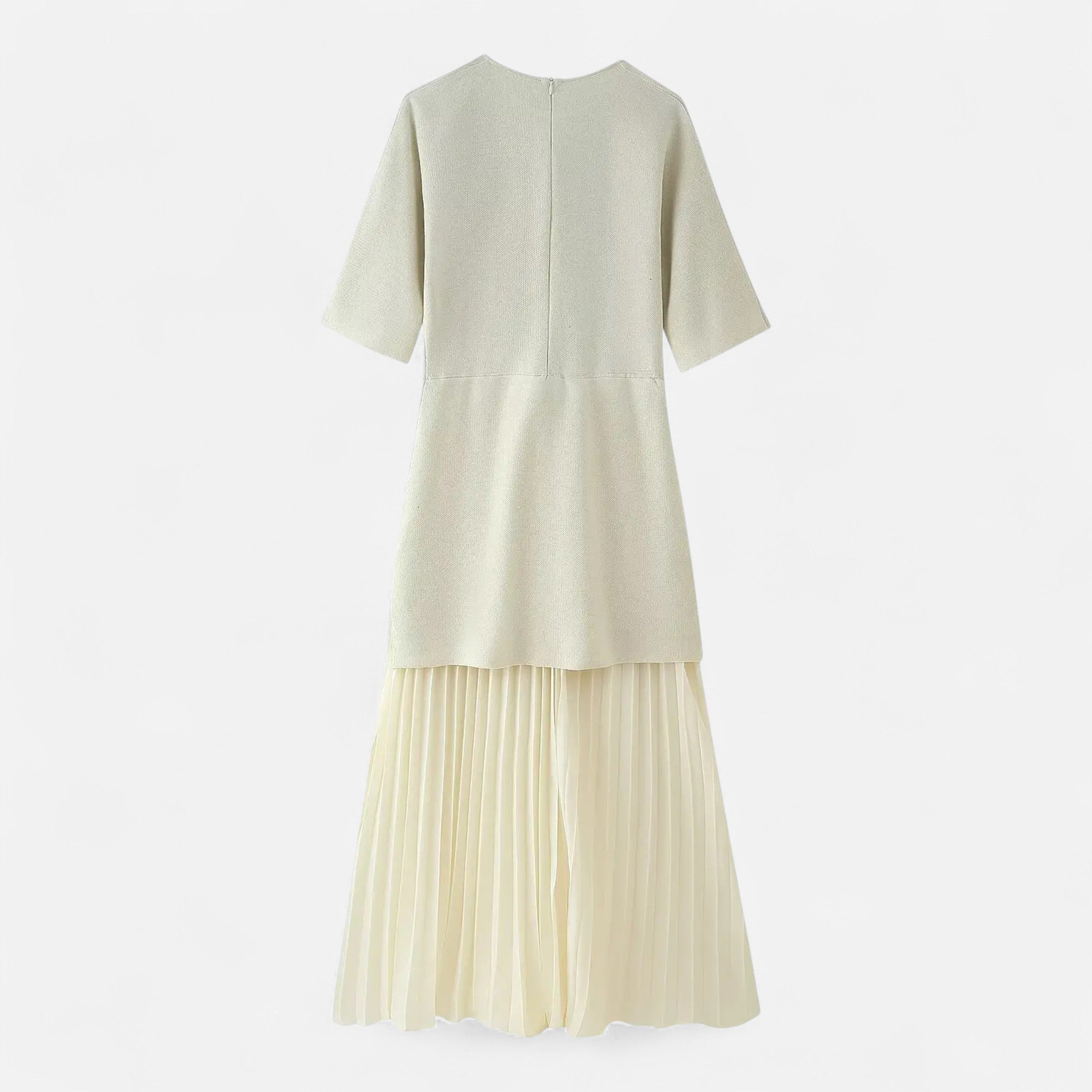 Maison Dresson | Women’s Vintage Pleated Dress – Half Sleeve Autumn Elegance