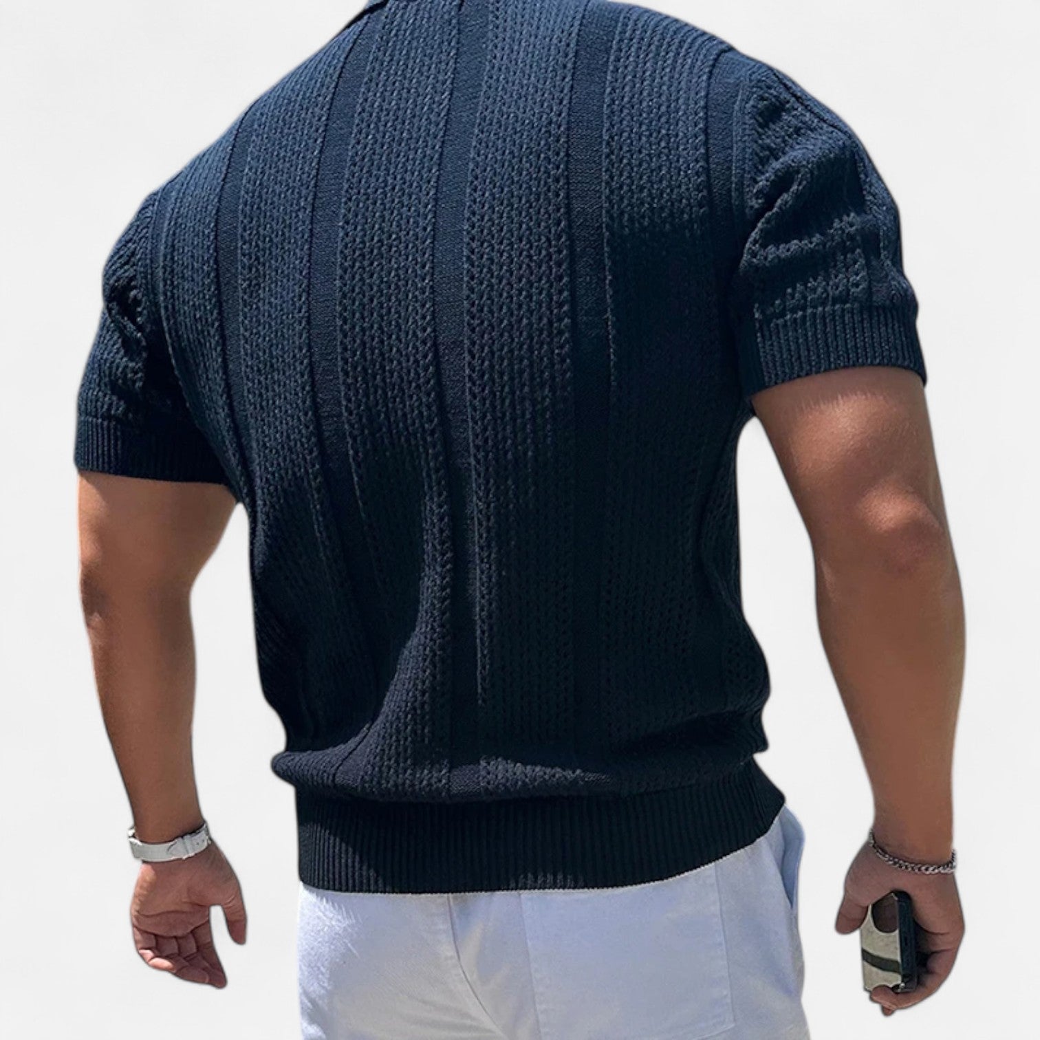 Maison Dresson | Men’s Cotton Mesh Short‑Sleeve Polo – Slim Fit, Vintage‑Inspired Elegance