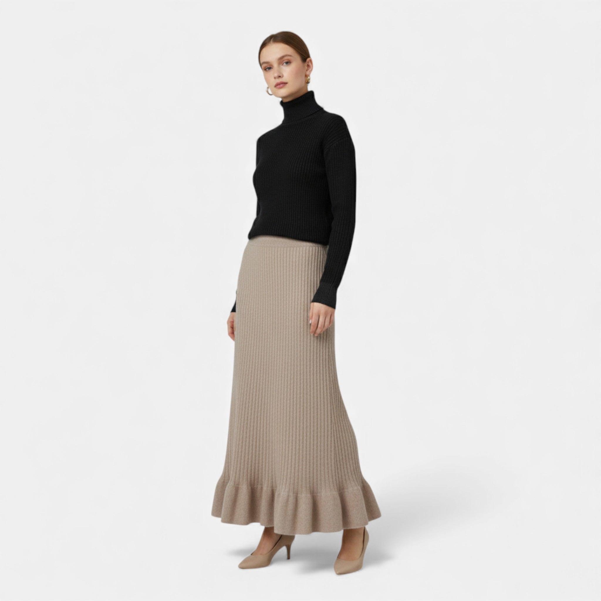 Maison Dresson | Women’s High-Waist Ribbed Knitted Skirt