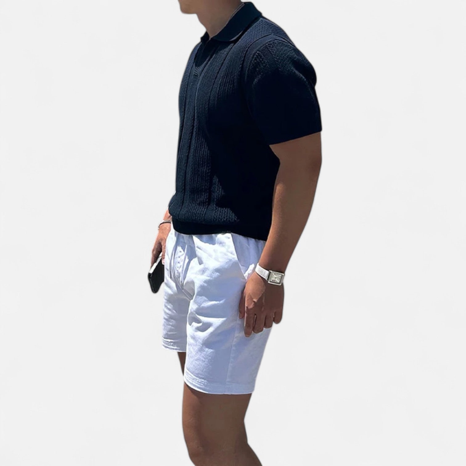 Maison Dresson | Men’s Cotton Mesh Short‑Sleeve Polo – Slim Fit, Vintage‑Inspired Elegance