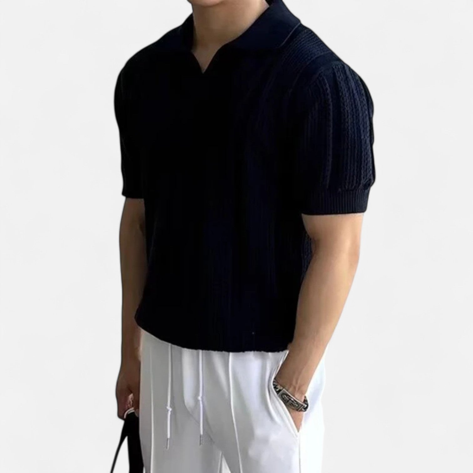 Maison Dresson | Men’s Cotton Mesh Short‑Sleeve Polo – Slim Fit, Vintage‑Inspired Elegance