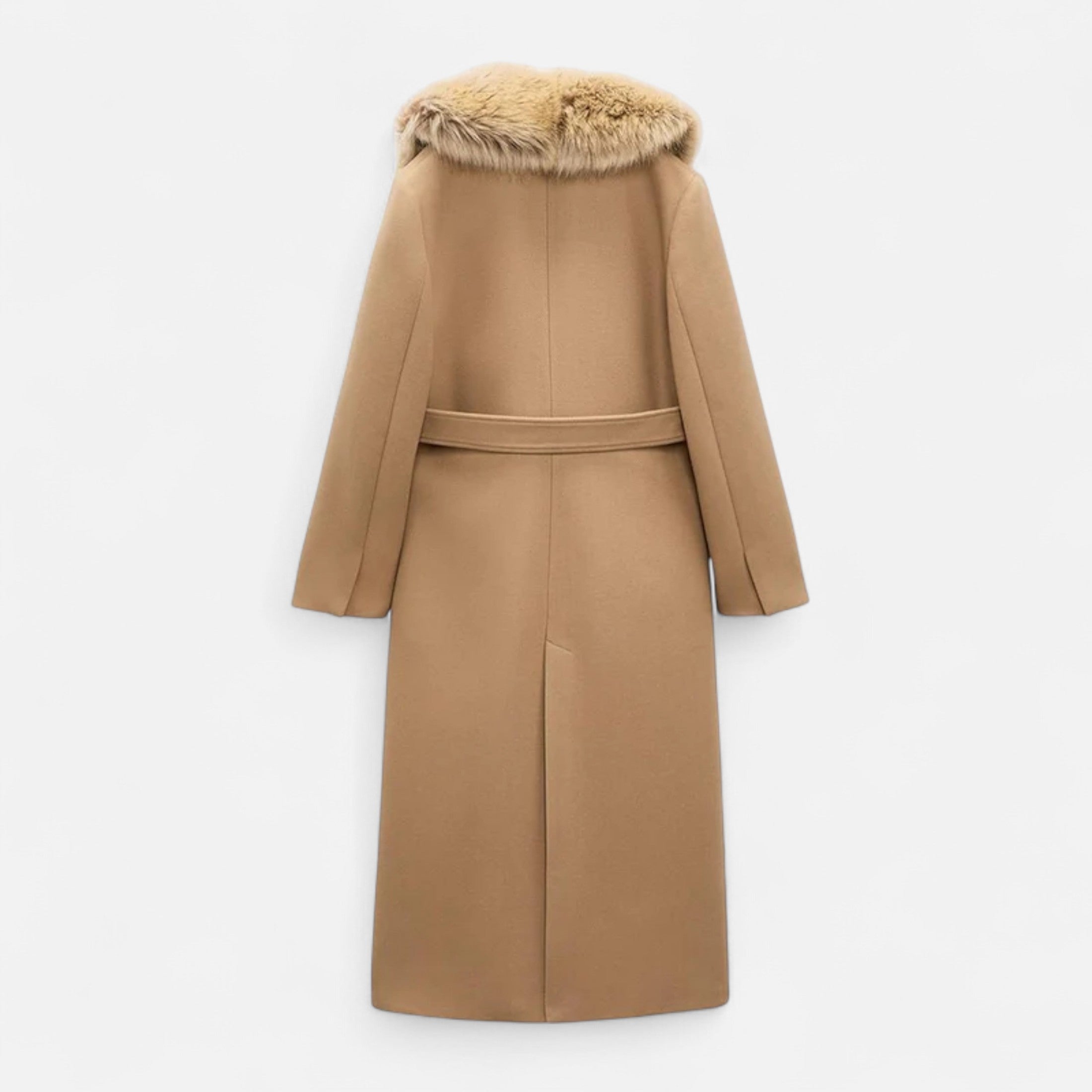 Maison Dresson | Women’s Genuine Wool Maxi Coat – Fur Lapel Elegance