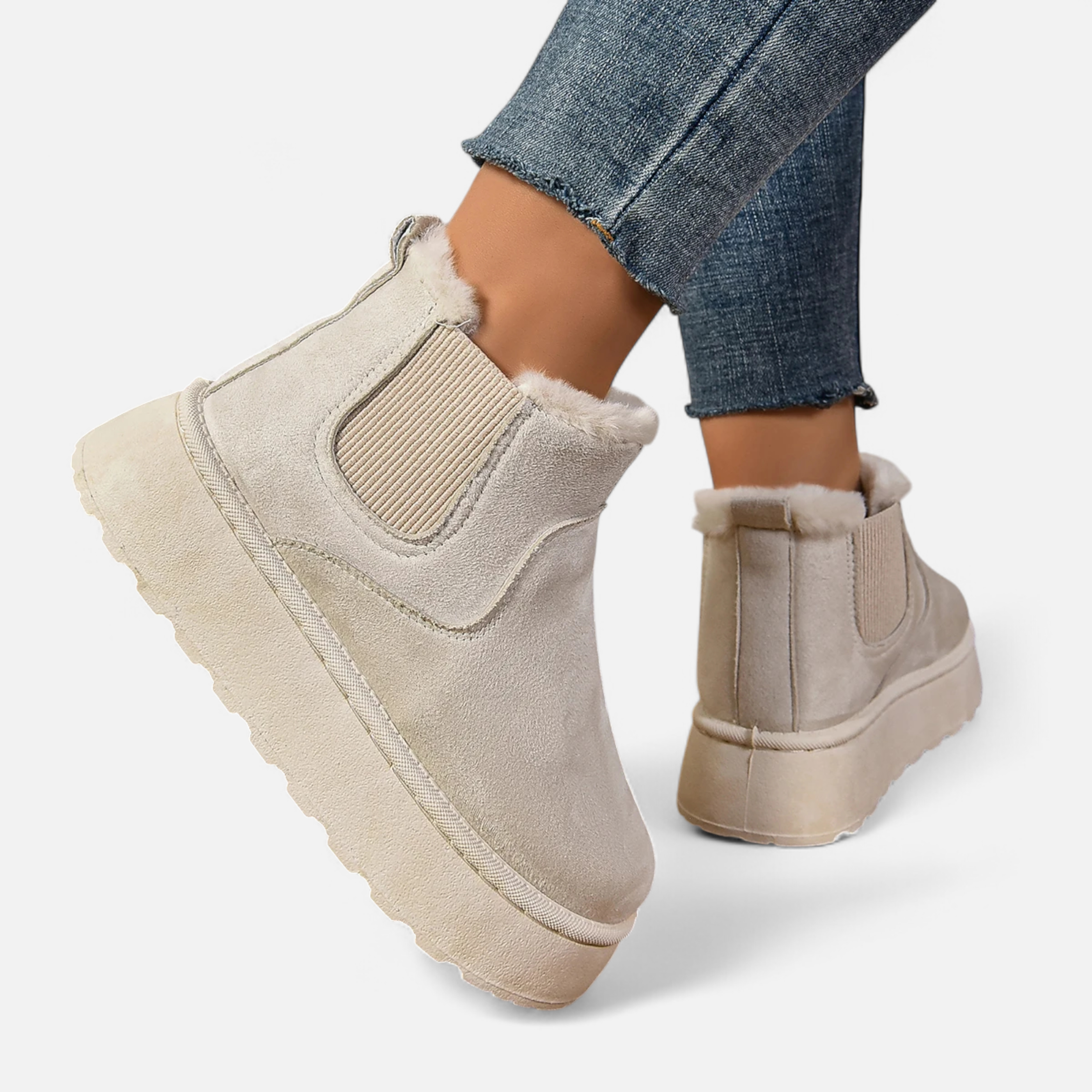 Maison Dresson | Women’s Short Plush Platform Ankle Boots