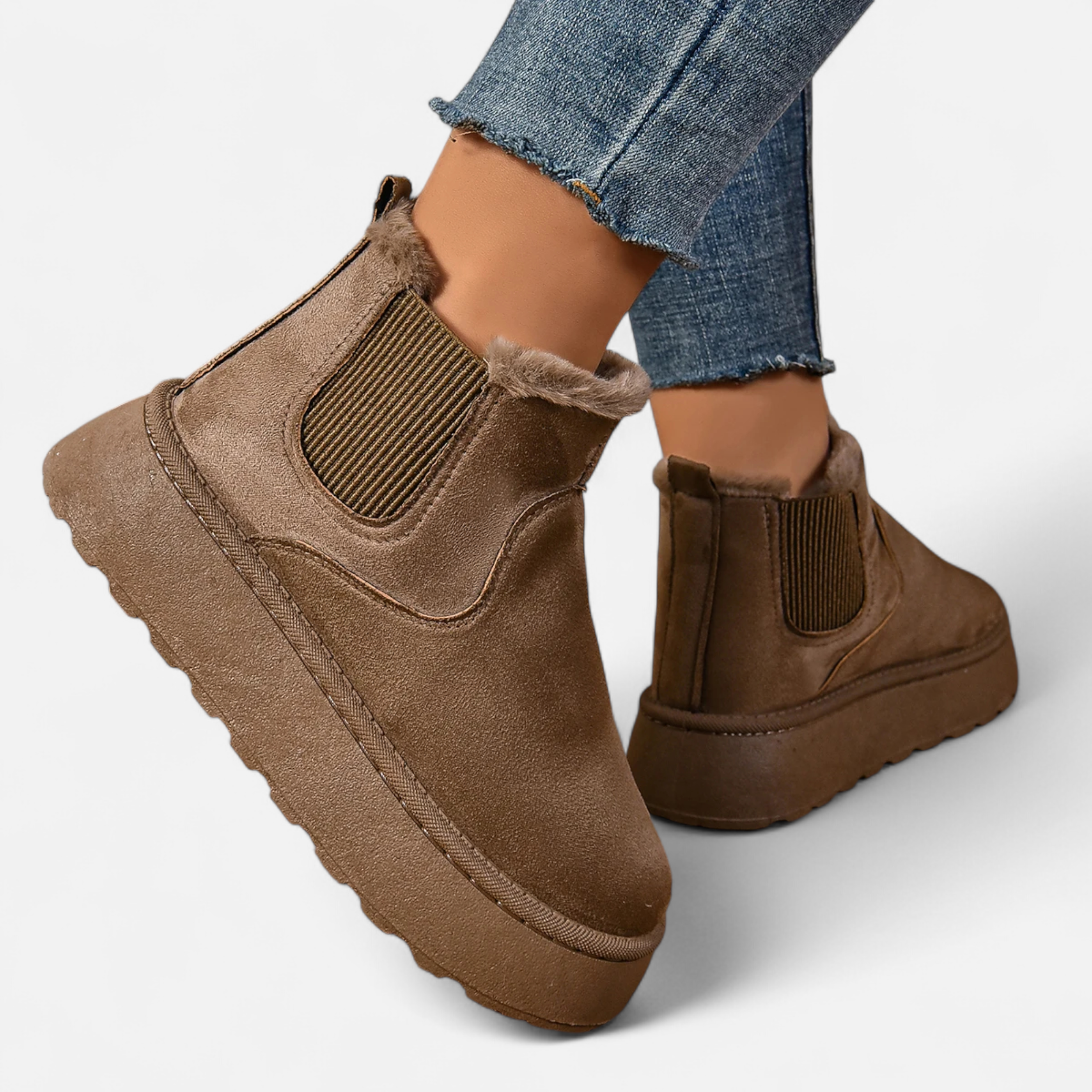 Maison Dresson | Women’s Short Plush Platform Ankle Boots