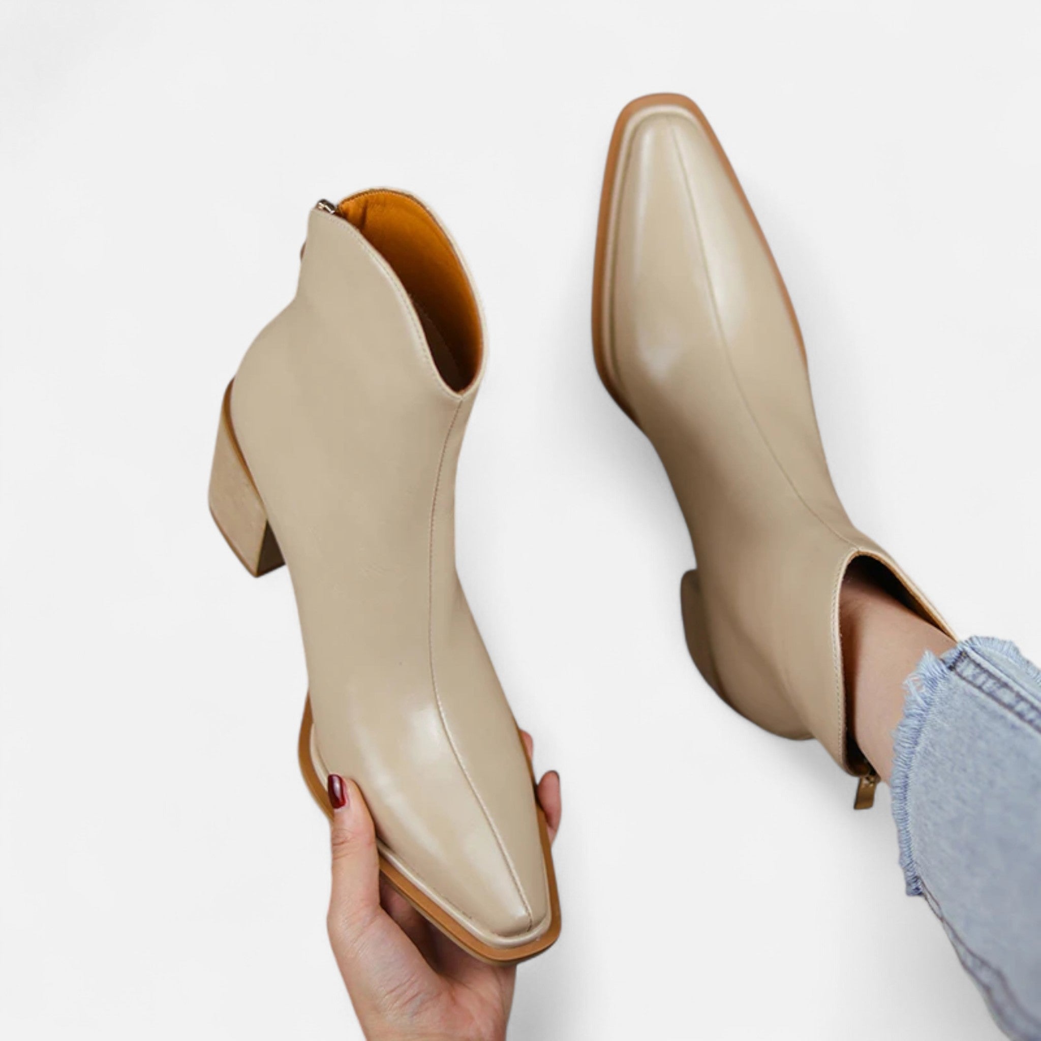 Maison Dresson | Women’s Pointed Toe PU Leather Heeled Boots