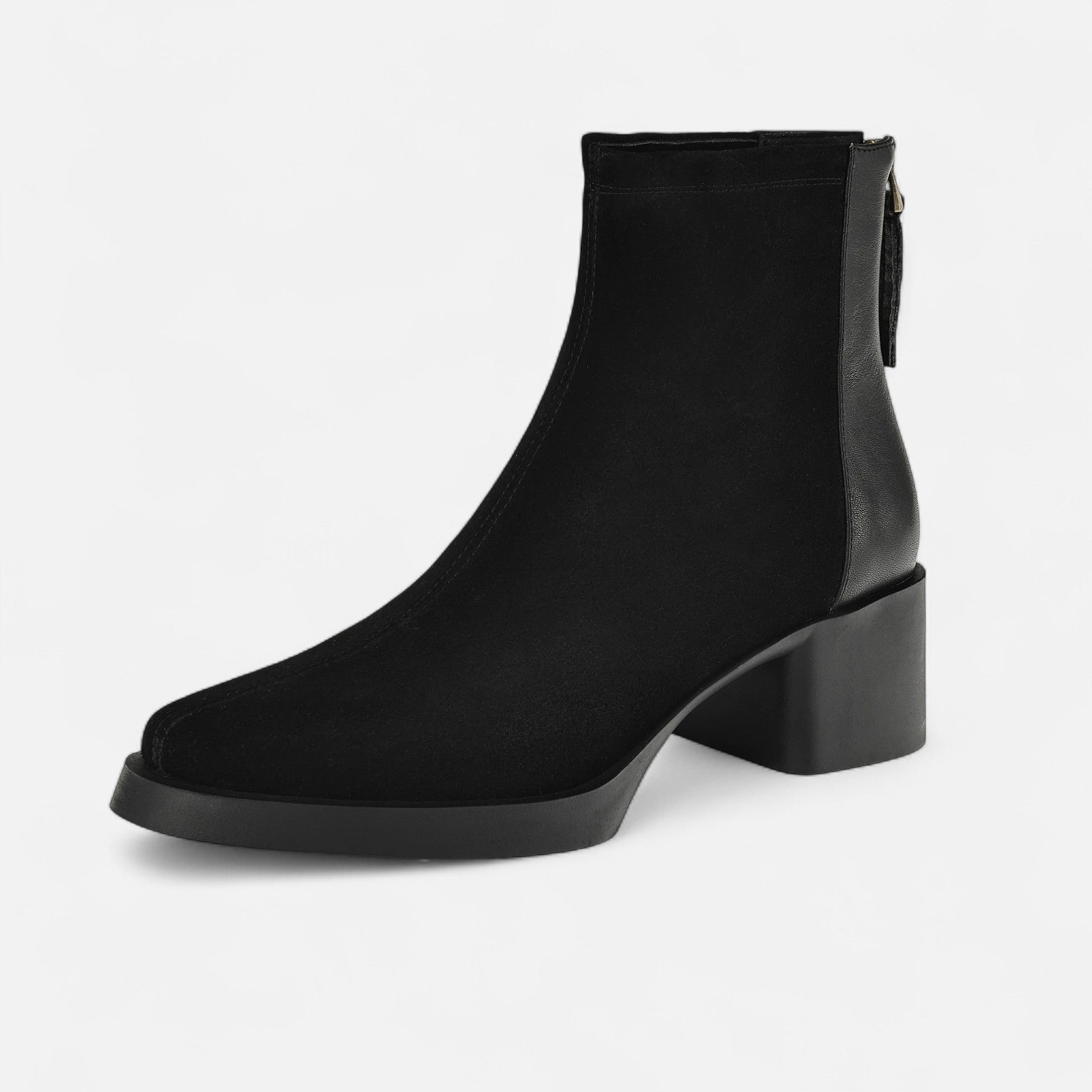 Maison Dresson | Women’s Suede Ankle Boots – Square Toe Mid-Heel