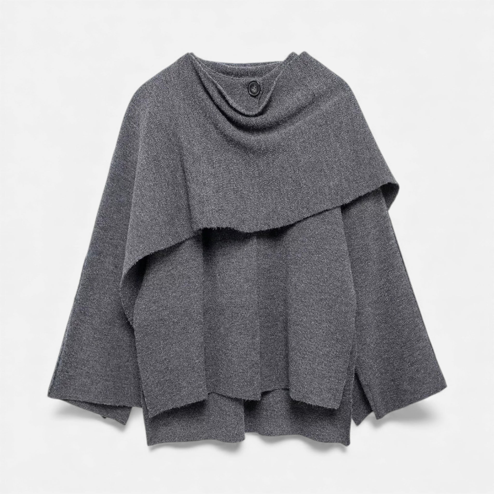Maison Dresson | Women’s Elegant Wool-Feel Poncho Cardigan