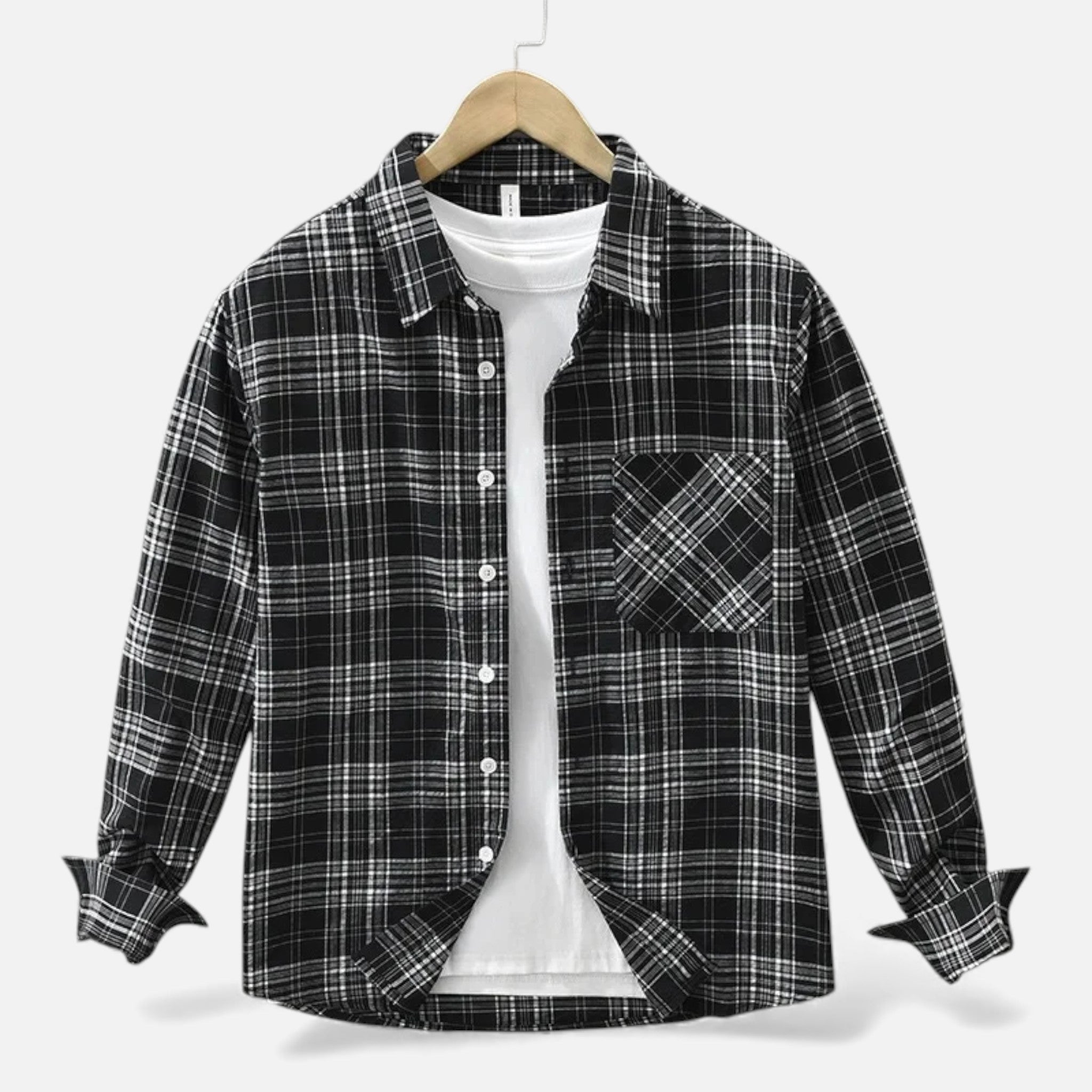 Maison Dresson | Men’s Plaid Long-Sleeve Loose Shirt with Pocket