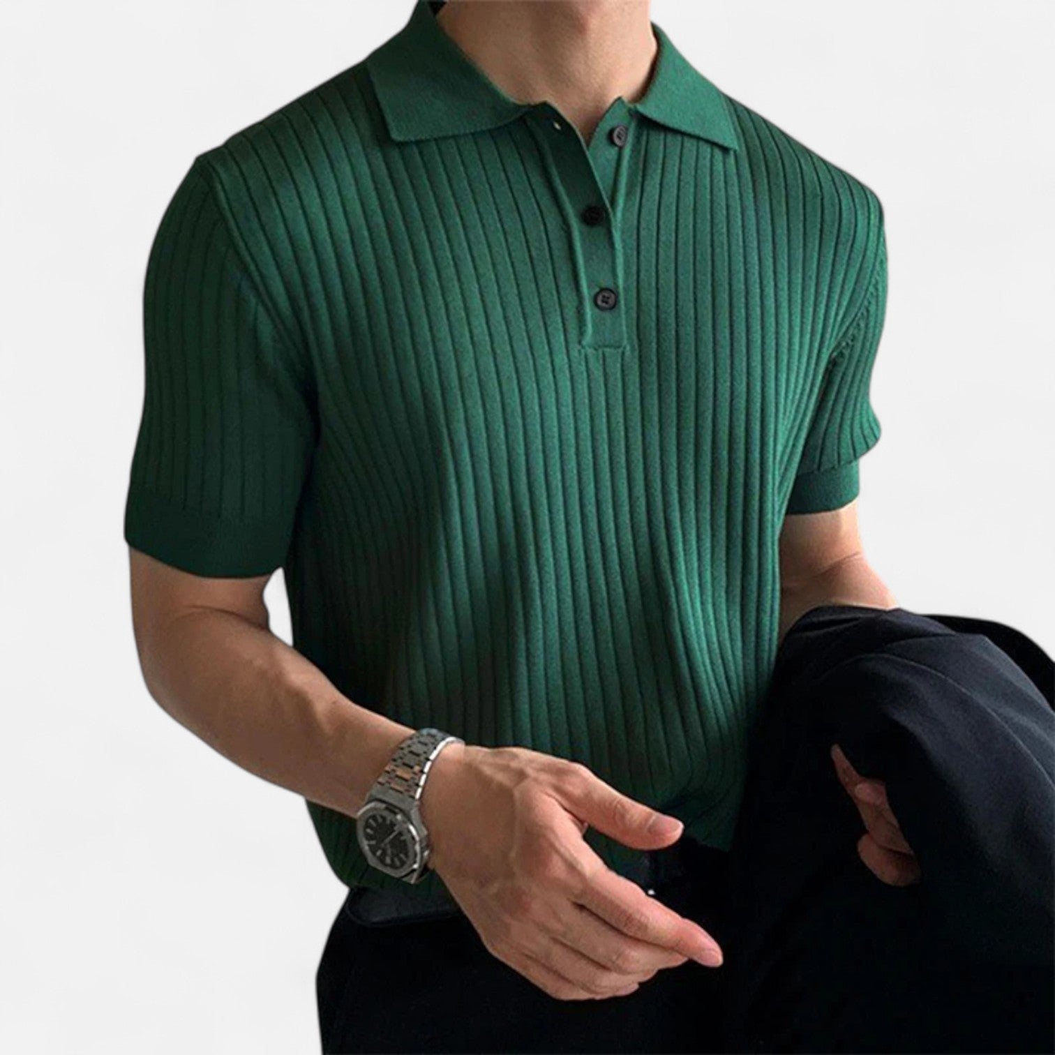 Maison Dresson | Men’s Retro Knitted Short‑Sleeve Striped Polo – Heritage Texture, Casual Refinement