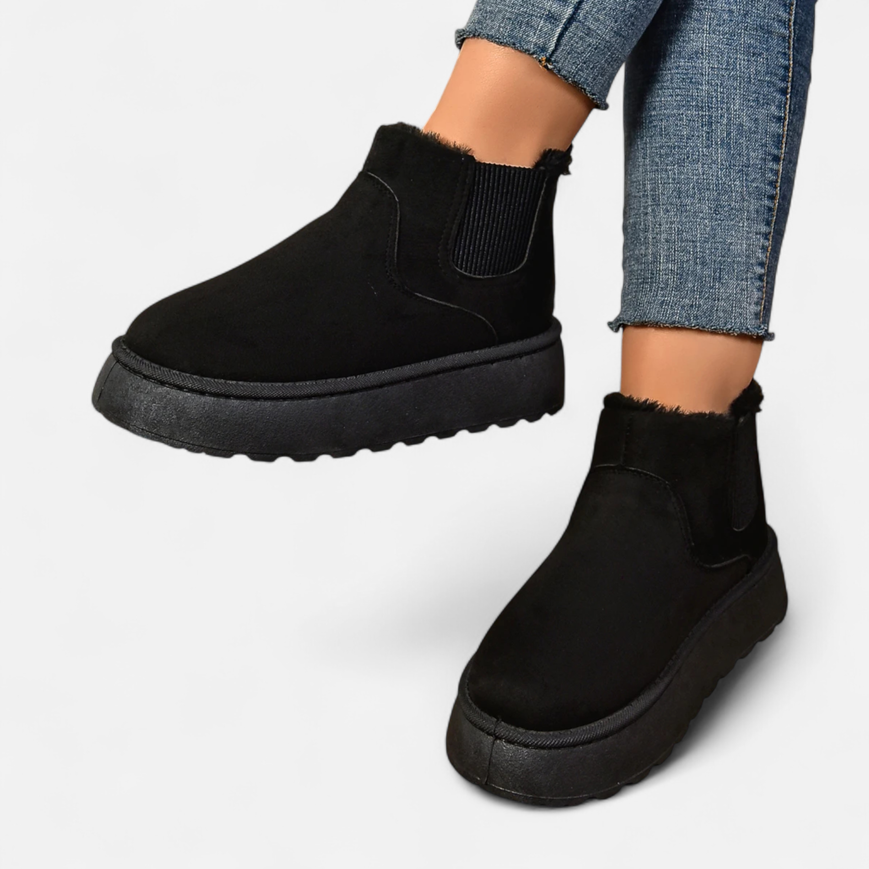 Maison Dresson | Women’s Short Plush Platform Ankle Boots