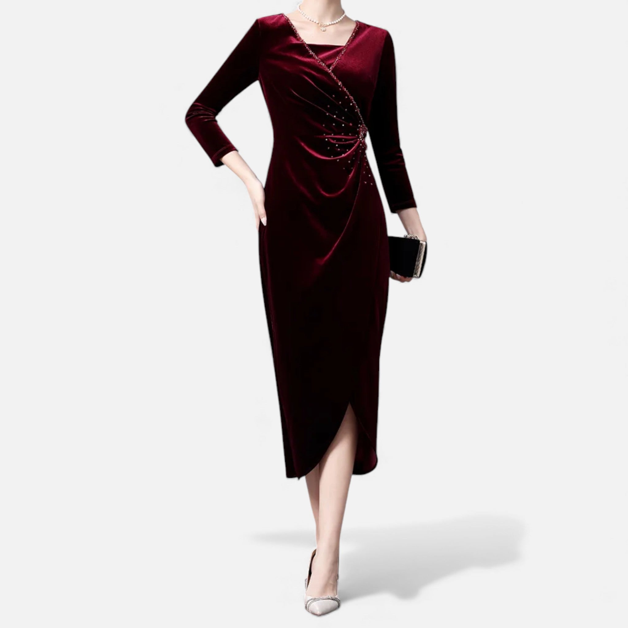 Maison Dresson | Women’s Velvet Draped Wrap Dress