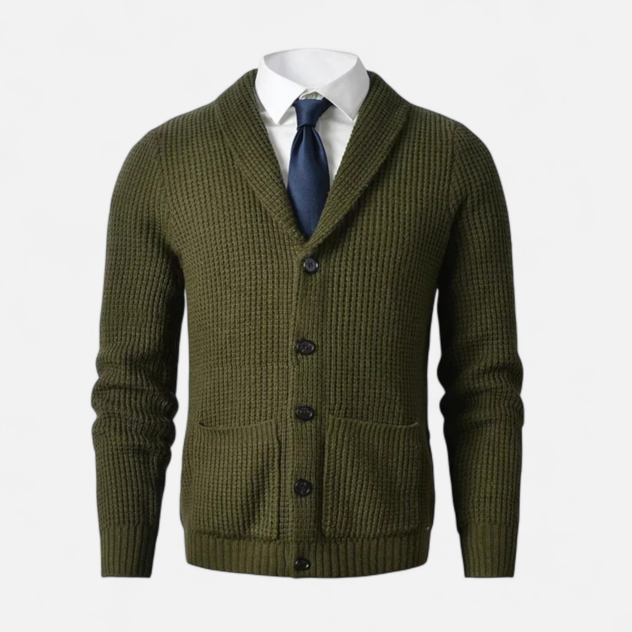 Maison Dresson | Men’s Button-Up Wool Cardigan – Classic Slim Fit Style