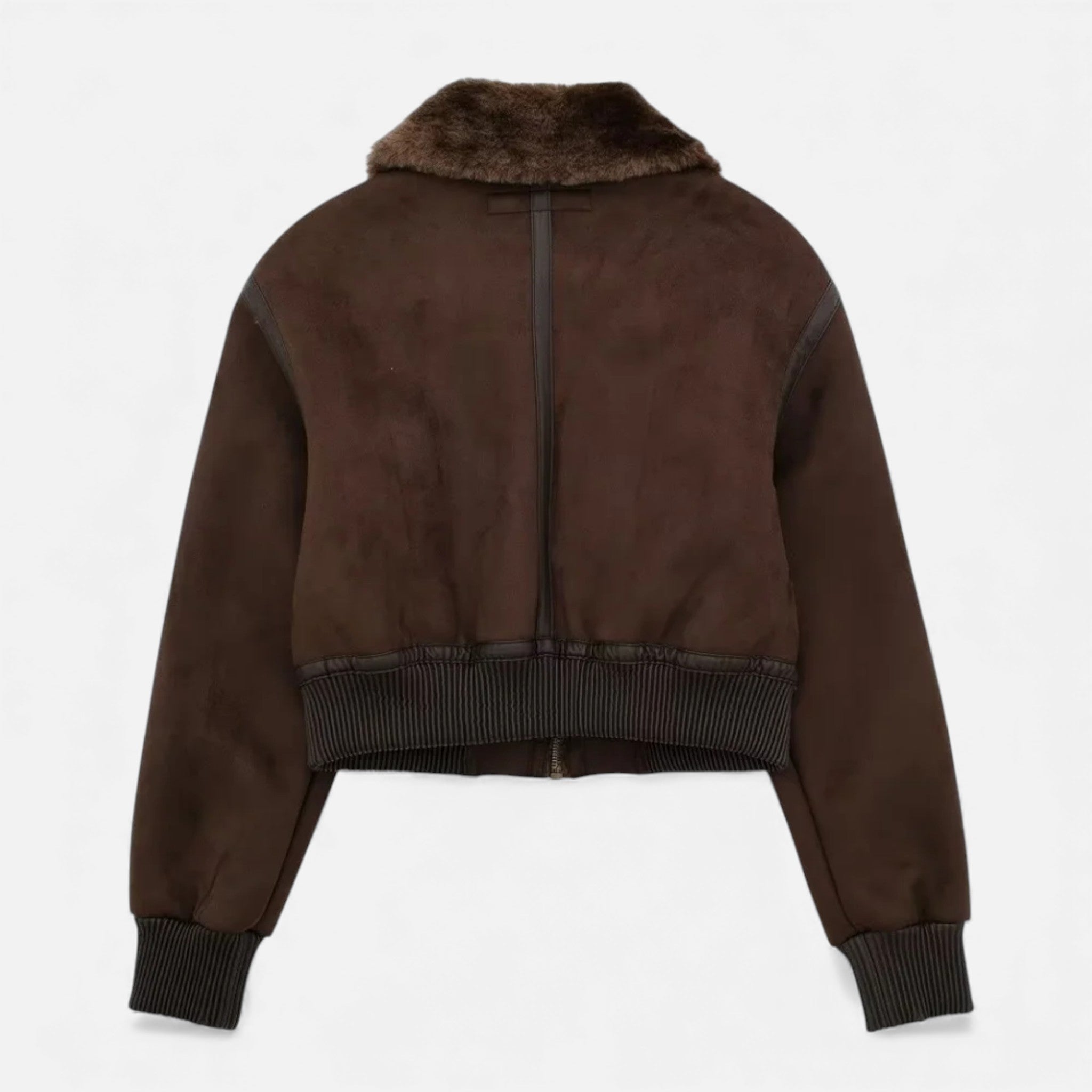 Maison Dresson | Women’s Brown Bomber Jacket, Luxe Faux Fur Trim