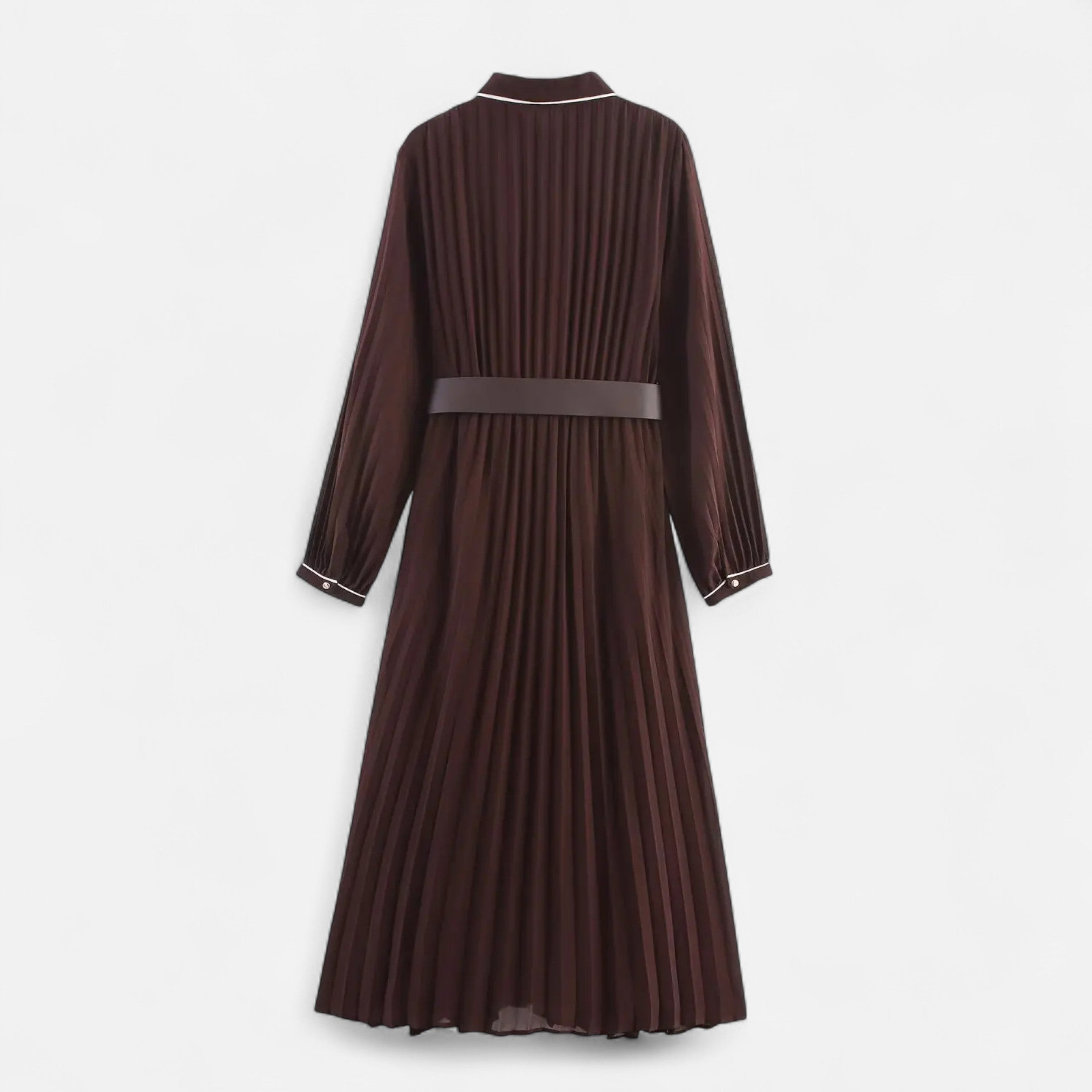 Maison Dresson | Women’s Chiffon Midi Dress – Turn-Down Collar Elegance
