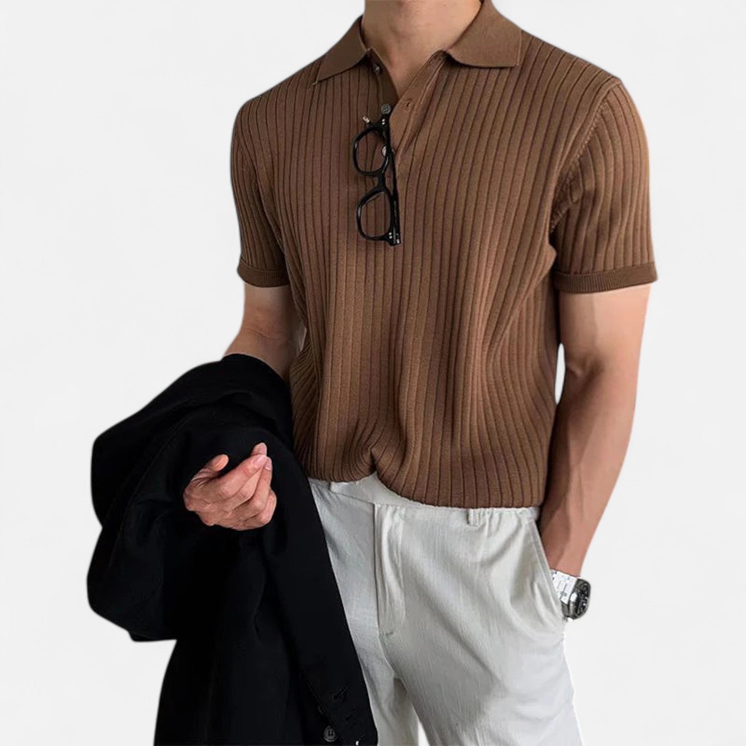Maison Dresson | Men’s Retro Knitted Short‑Sleeve Striped Polo – Heritage Texture, Casual Refinement