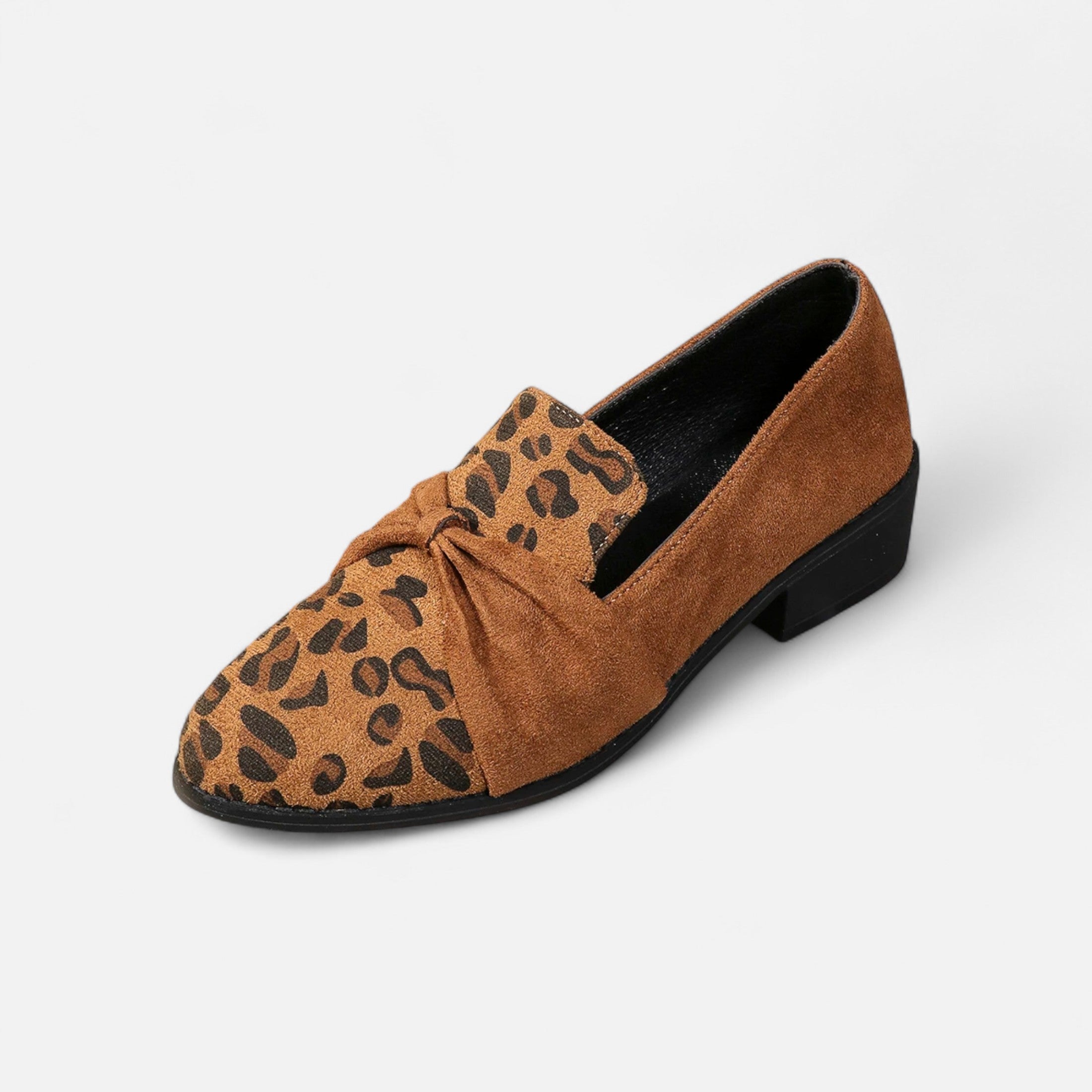 Maison Dresson | Women’s Suede Loafers – Leopard Print Mid-Heel