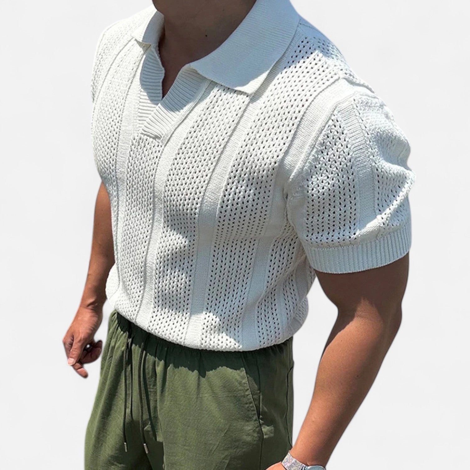 Maison Dresson | Men’s Cotton Mesh Short‑Sleeve Polo – Slim Fit, Vintage‑Inspired Elegance