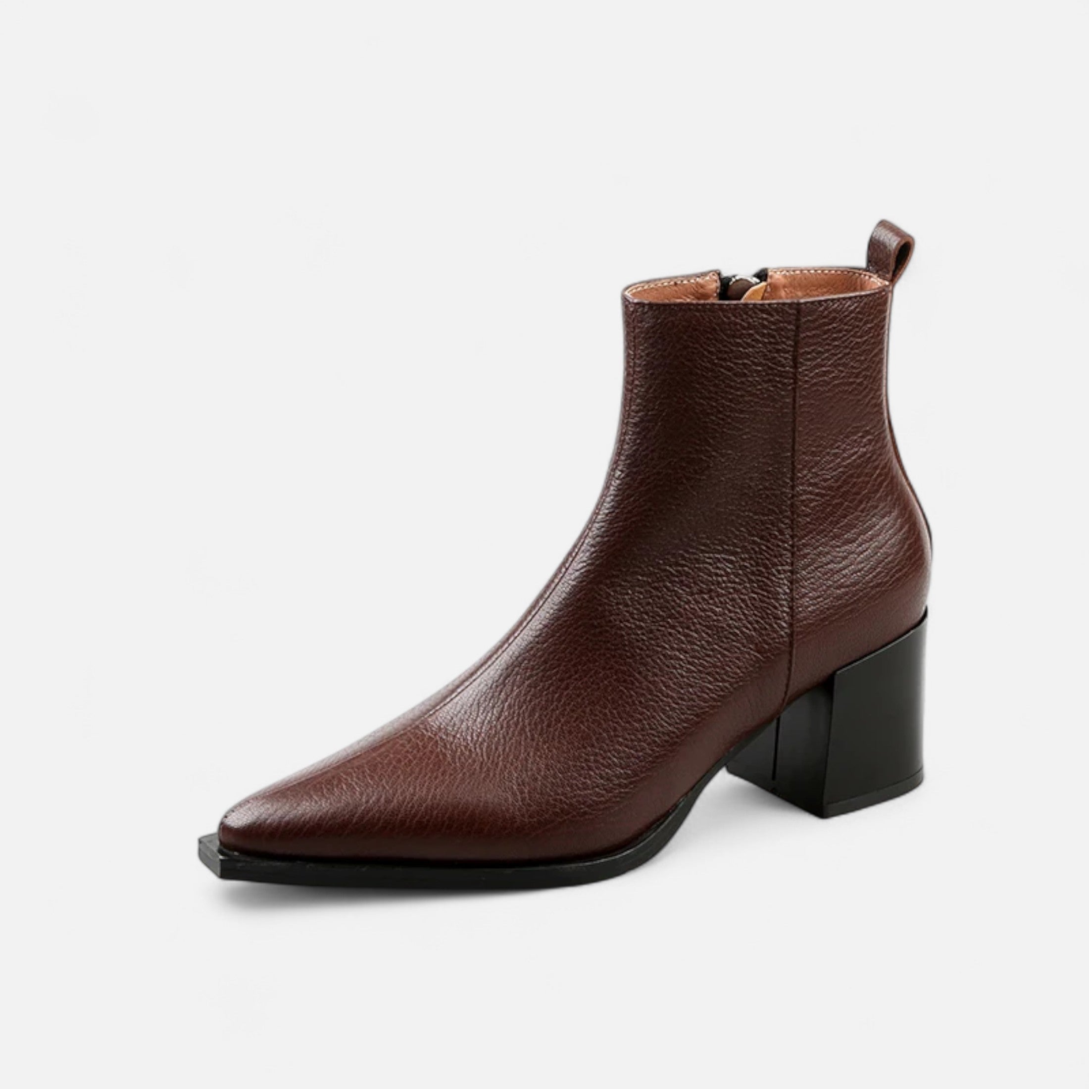 Maison Dresson | Women’s Genuine Leather Chelsea Boots – Pointed Toe Square Heel