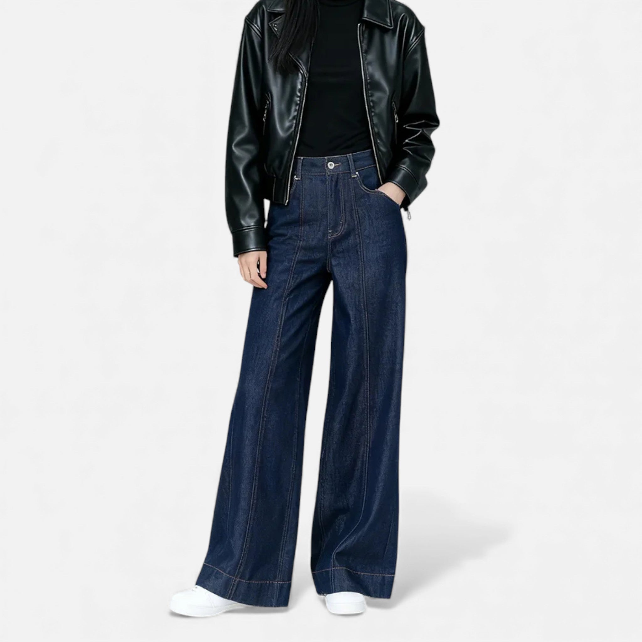 Maison Dresson | Women’s High-Waist Wide Leg Cotton-Blend Jeans