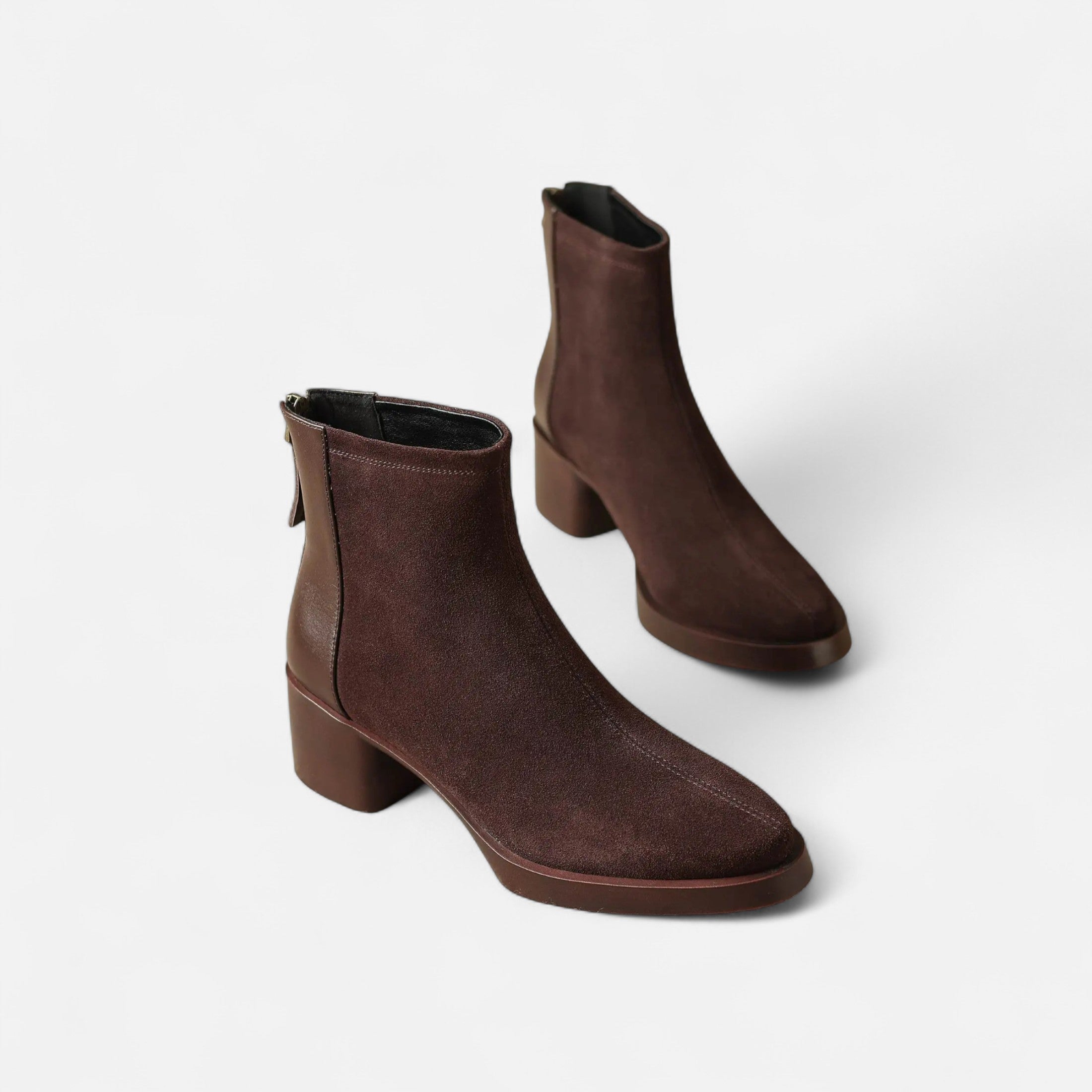 Maison Dresson | Women’s Suede Ankle Boots – Square Toe Mid-Heel