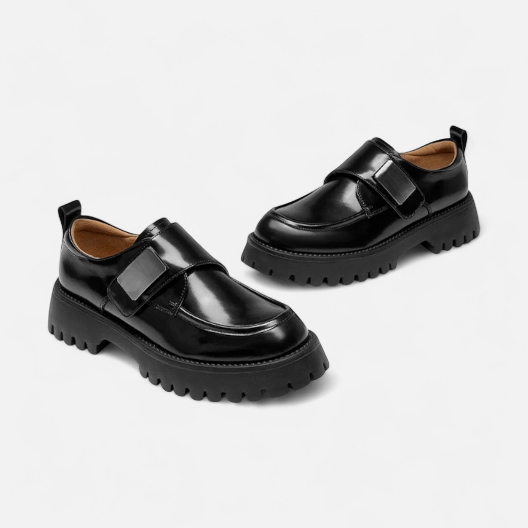 Maison Dresson | Women’s Leather Derby Shoes – Round Toe Buckle Flats