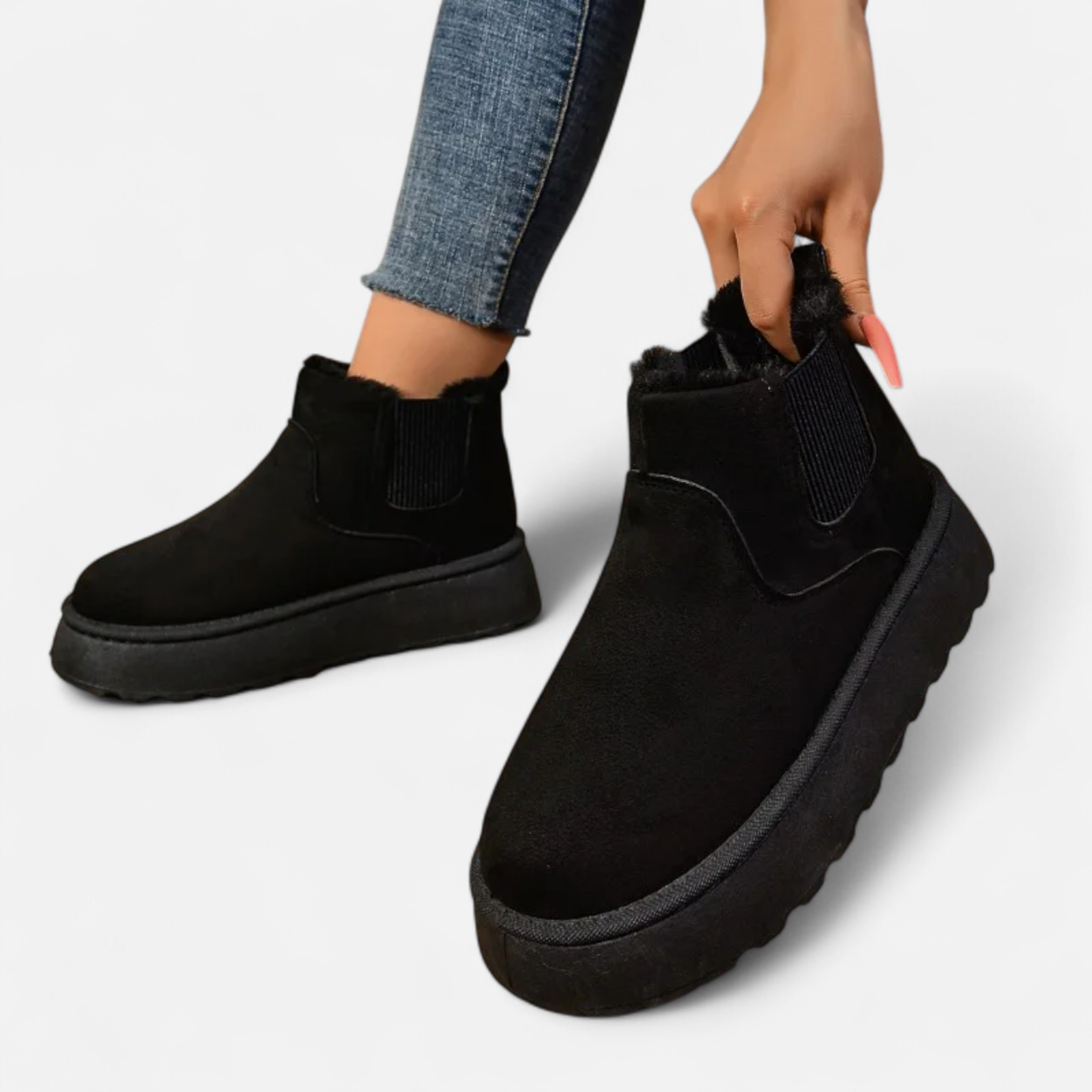 Maison Dresson | Women’s Short Plush Platform Ankle Boots