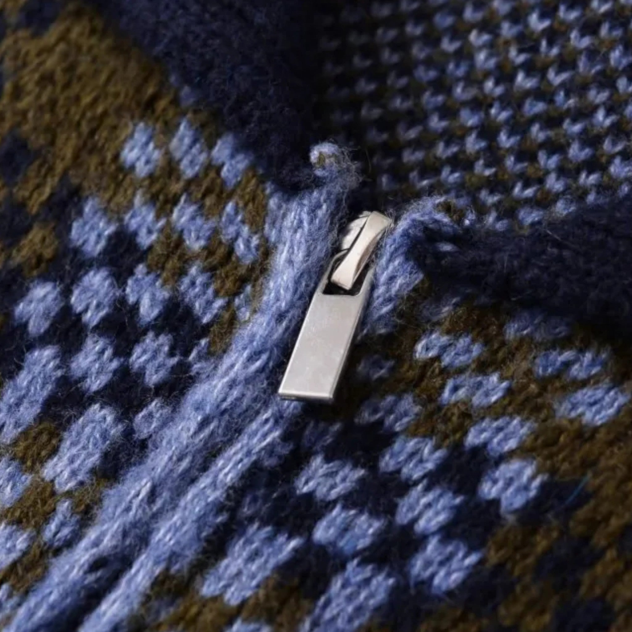 Maison Dresson | Women’s Plaid Knitted Zipper Jacket with Turn-Down Collar