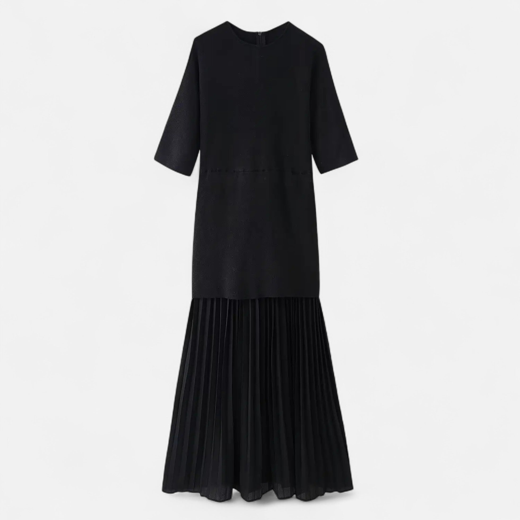 Maison Dresson | Women’s Vintage Pleated Dress – Half Sleeve Autumn Elegance