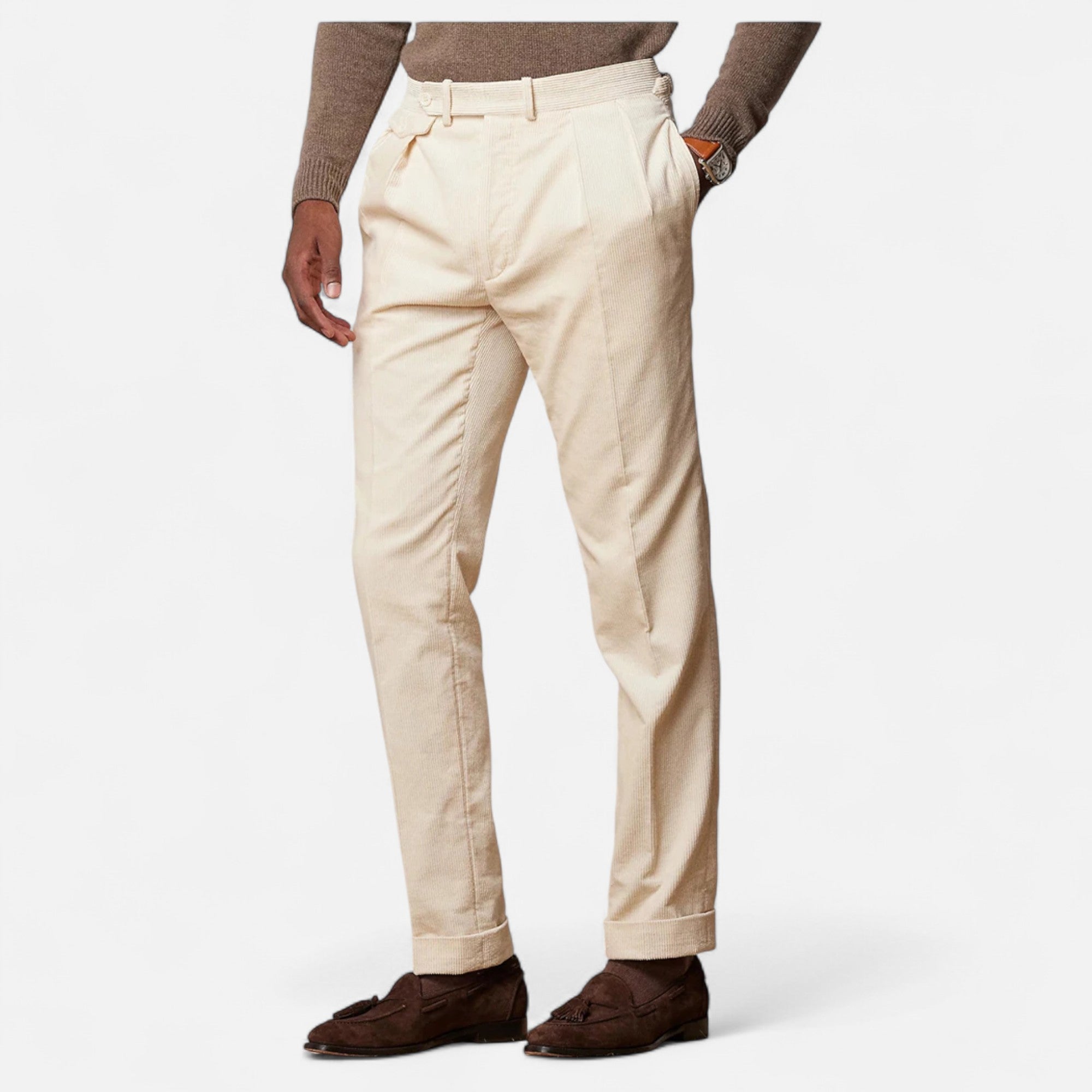 Maison Dresson | Men’s Tailored White Cotton-Blend Trousers