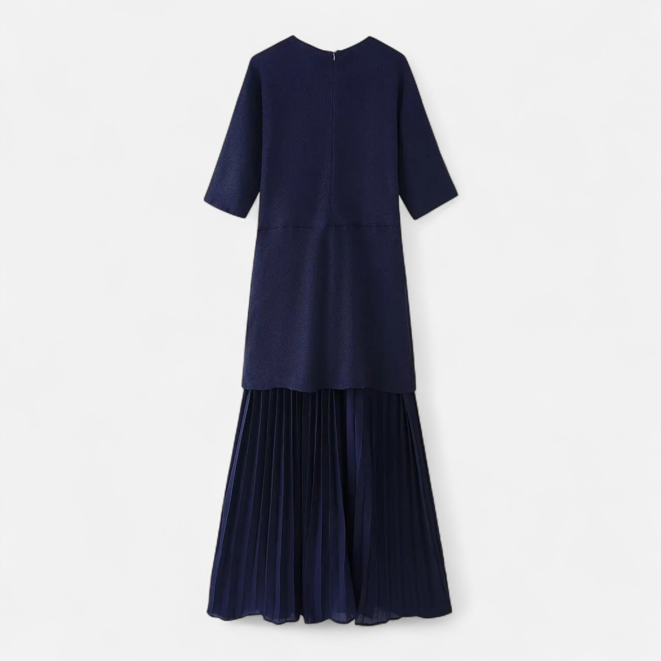 Maison Dresson | Women’s Vintage Pleated Dress – Half Sleeve Autumn Elegance
