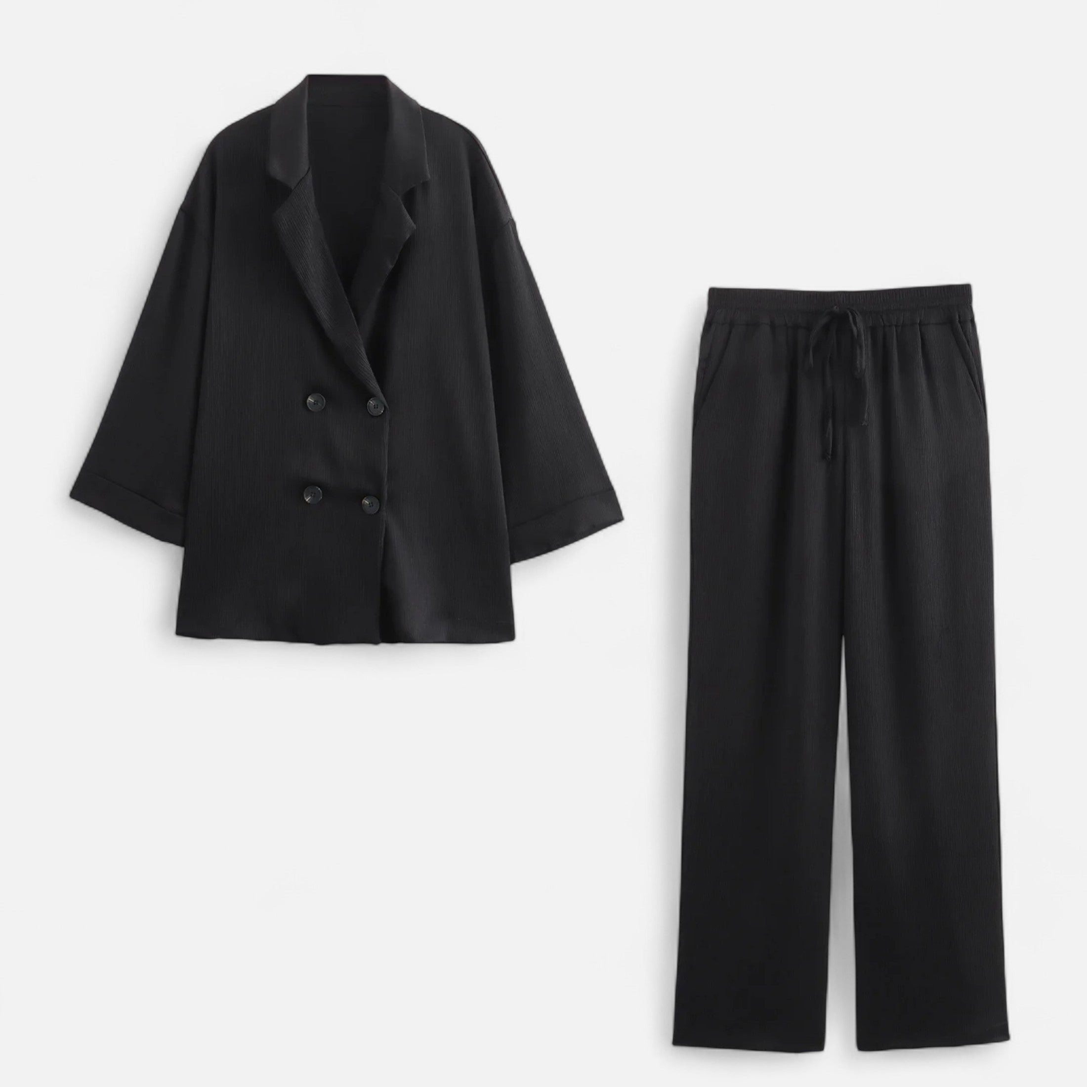 Maison Dresson | Women’s Wrinkled Suit Jacket & Pants Set – Sculpted Autumn Elegance