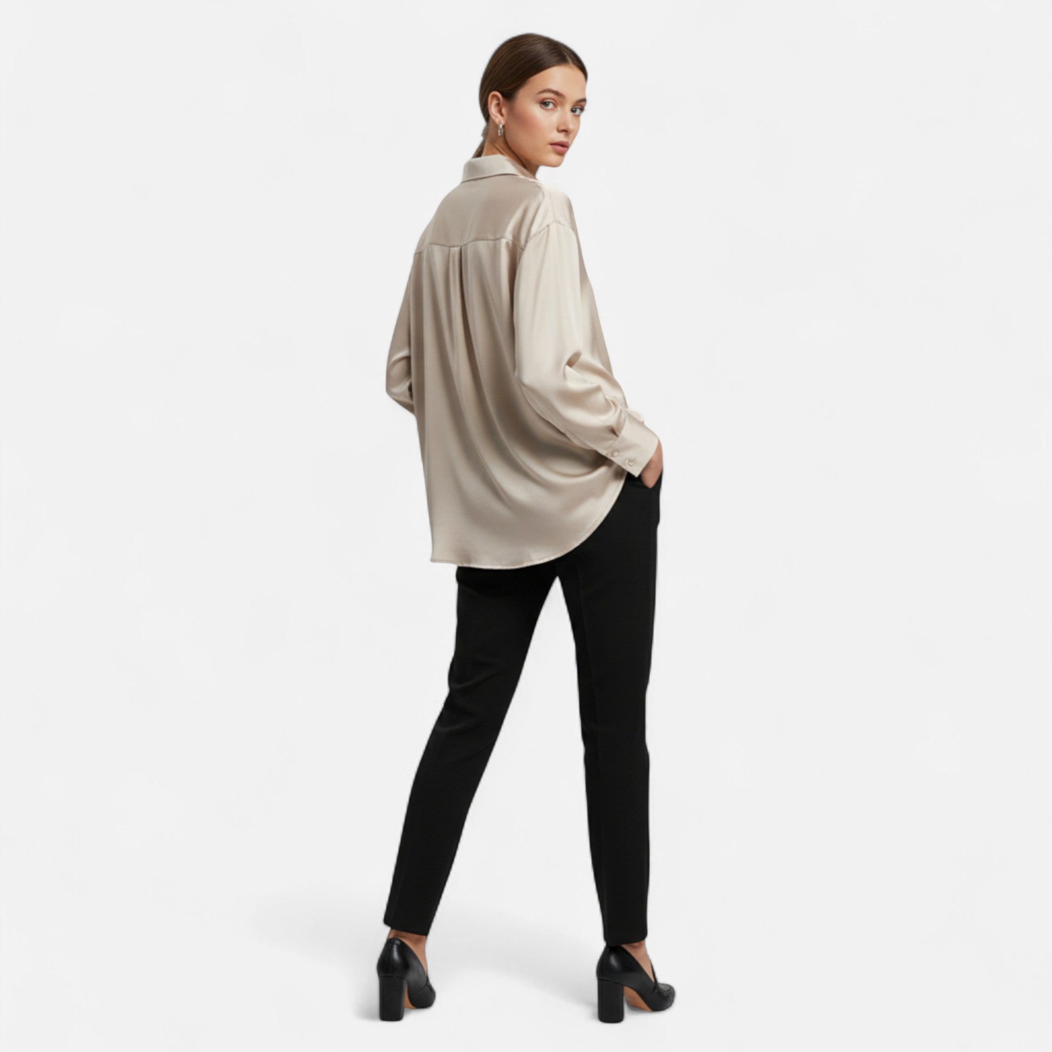 Maison Dresson | Women’s Silk Satin Blouse – Autumn Poise Edition