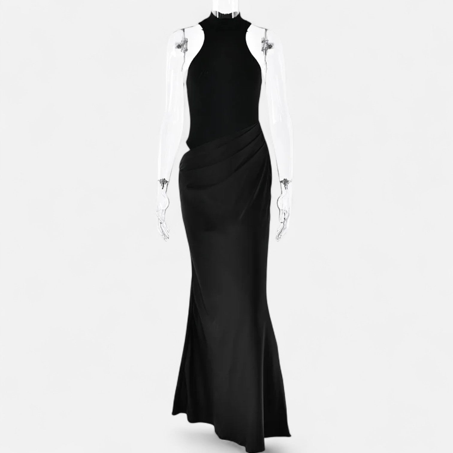 Maison Dresson | Women’s Satin Hollow-Out Maxi Dress – Silken Flow, Sculpted Allure