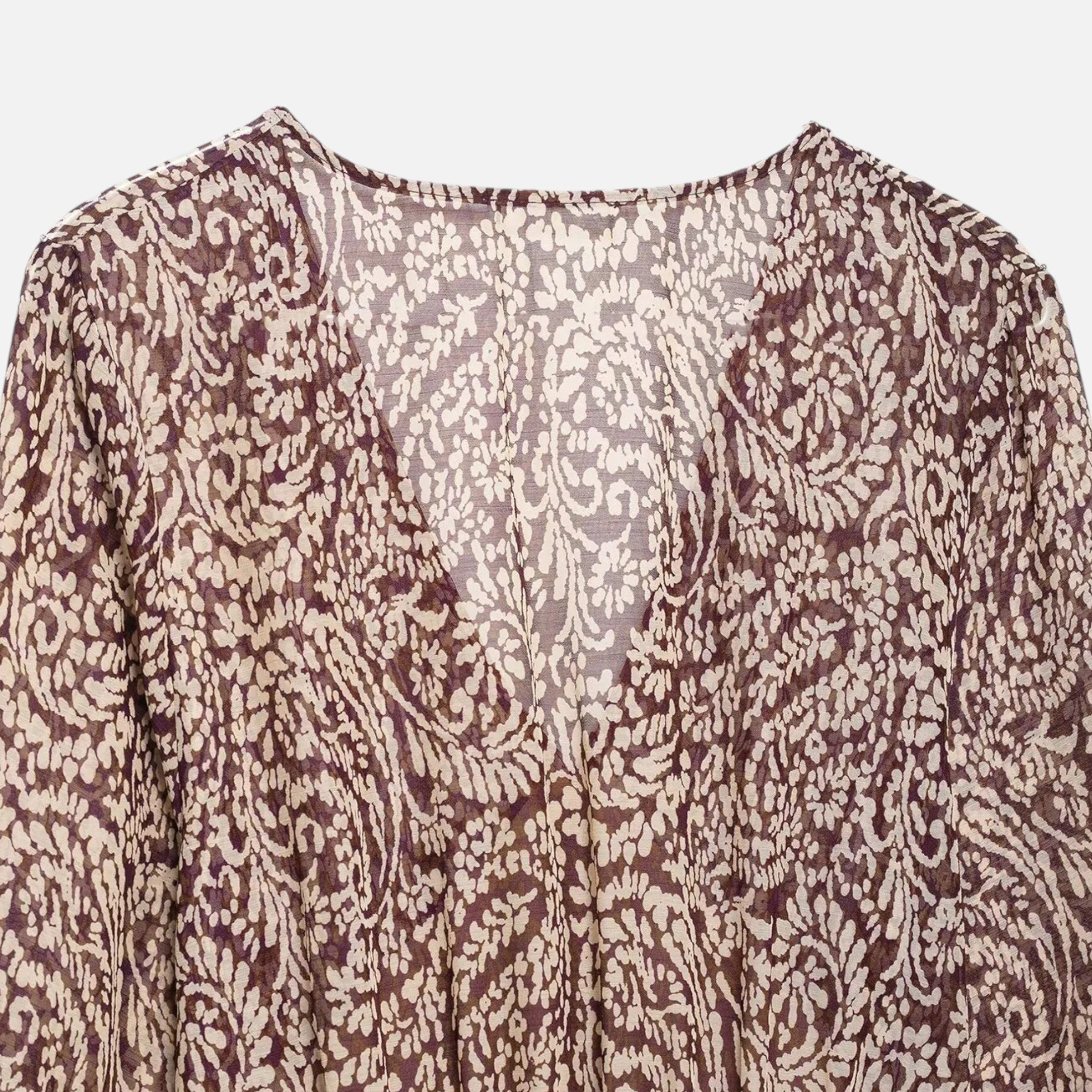 Maison Dresson | Women’s Printed Midi Dress – V-Neck Autumn Elegance