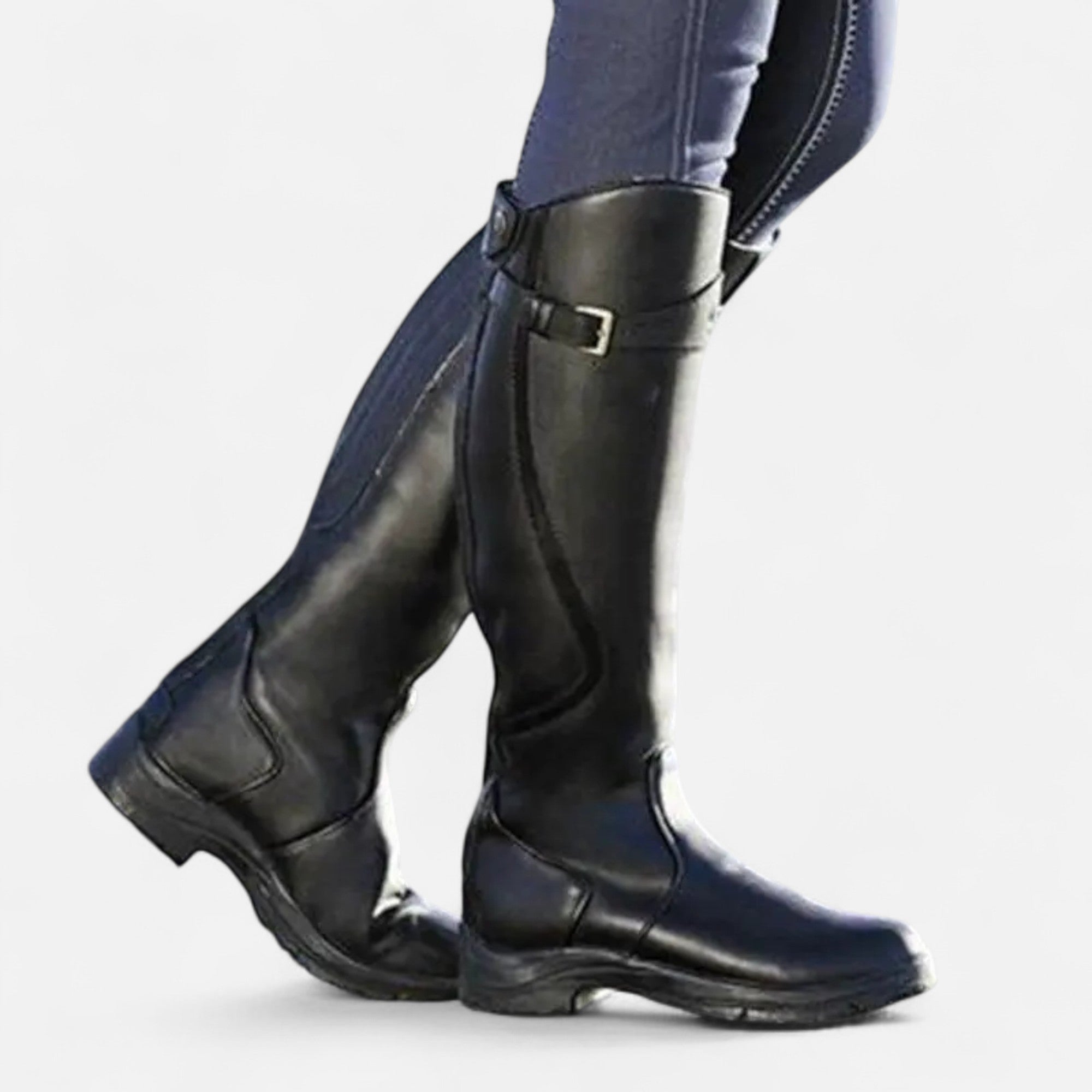 Maison Dresson | Women’s Knee-High PU Leather Heel Boots – “Angel Baby” Motif