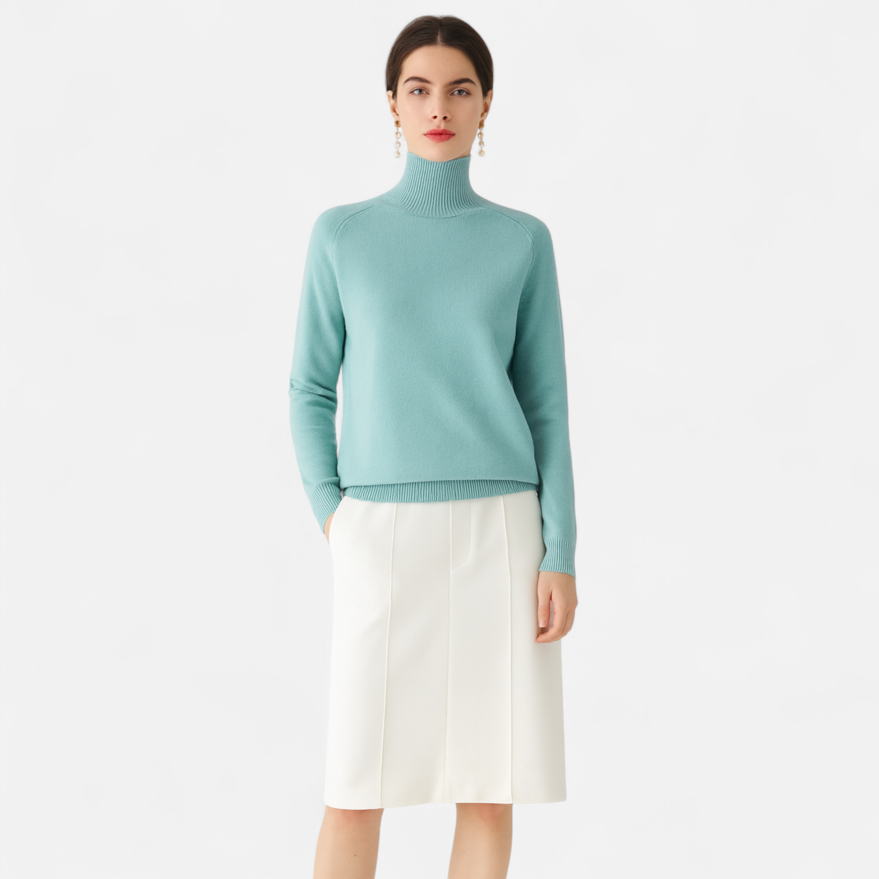 Maison Dresson | Women's Merino Wool & Cashmere Mock-Neck Sweater