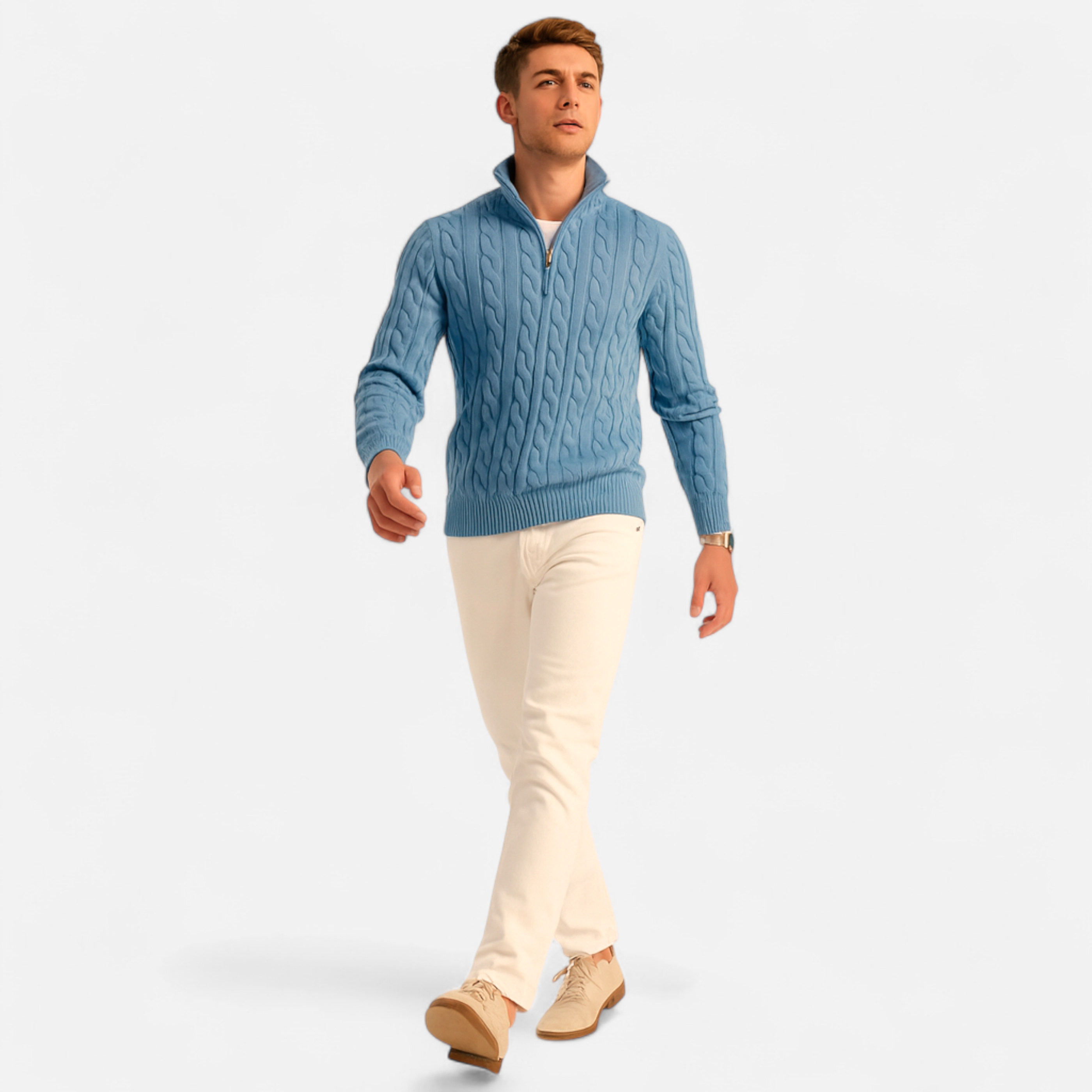 Maison Dresson | Men’s Thick-Knit Turtleneck Zip Sweater