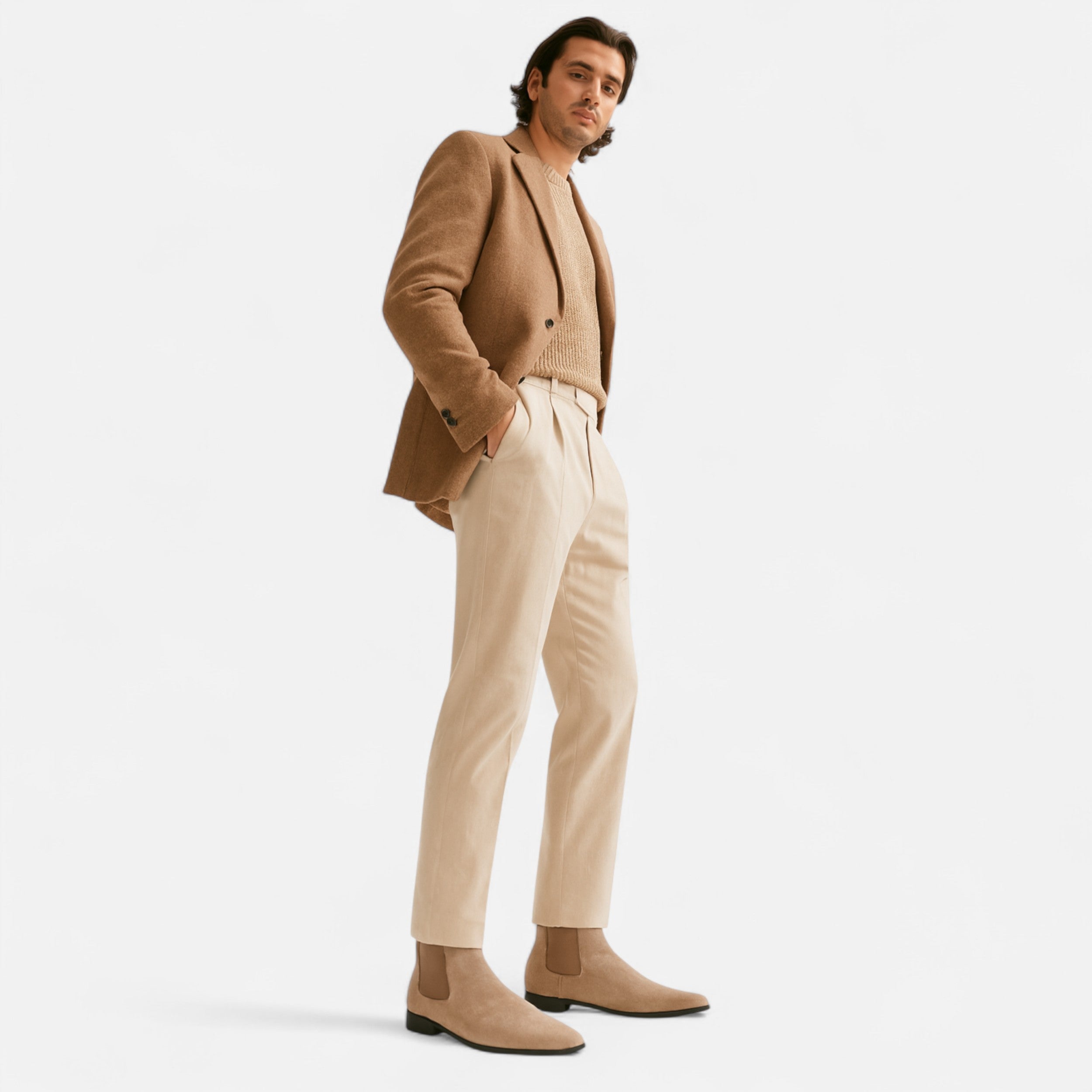 Maison Dresson | Men’s Suede Square-Toe Chelsea Boots