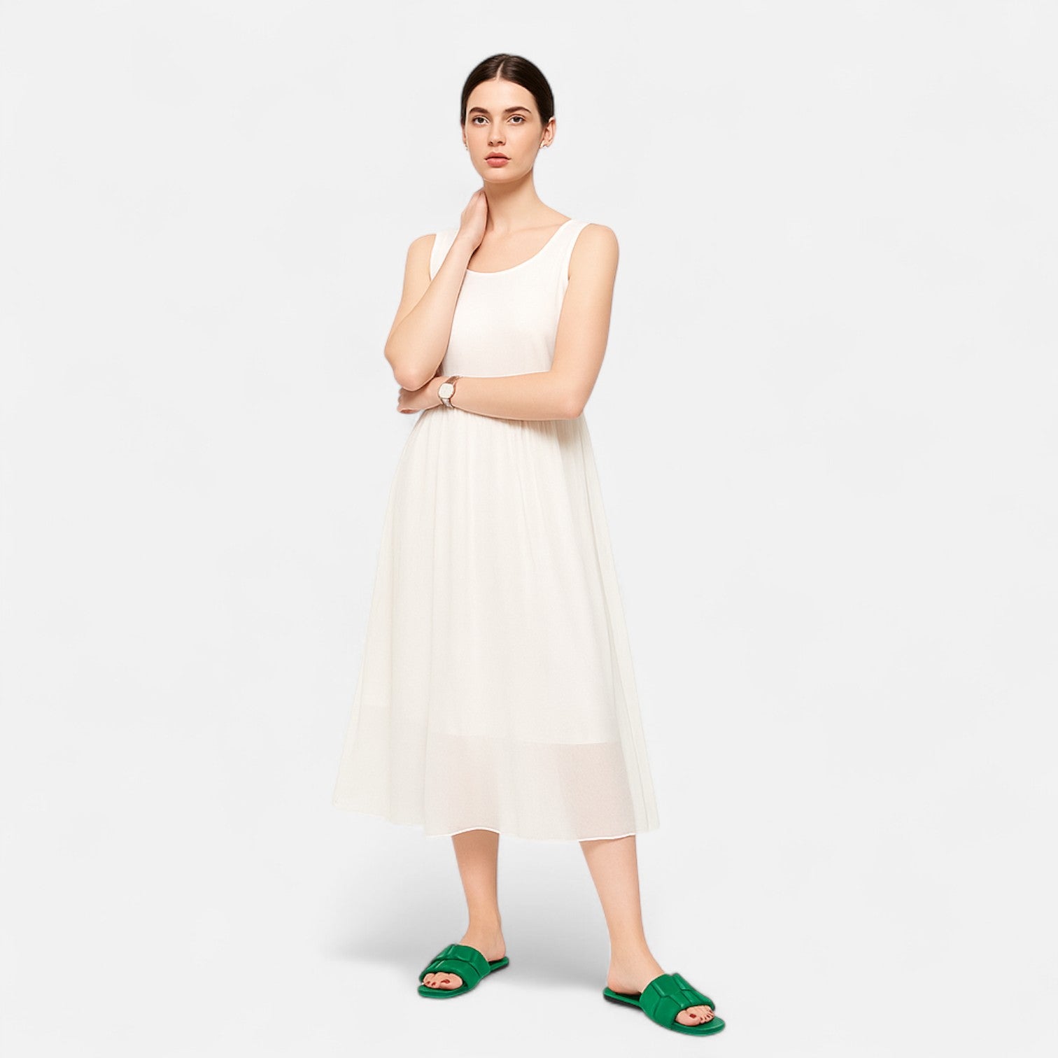Maison Dresson | Women’s Pleated Summer Flat Slippers – Textured Strap, Effortless Ease