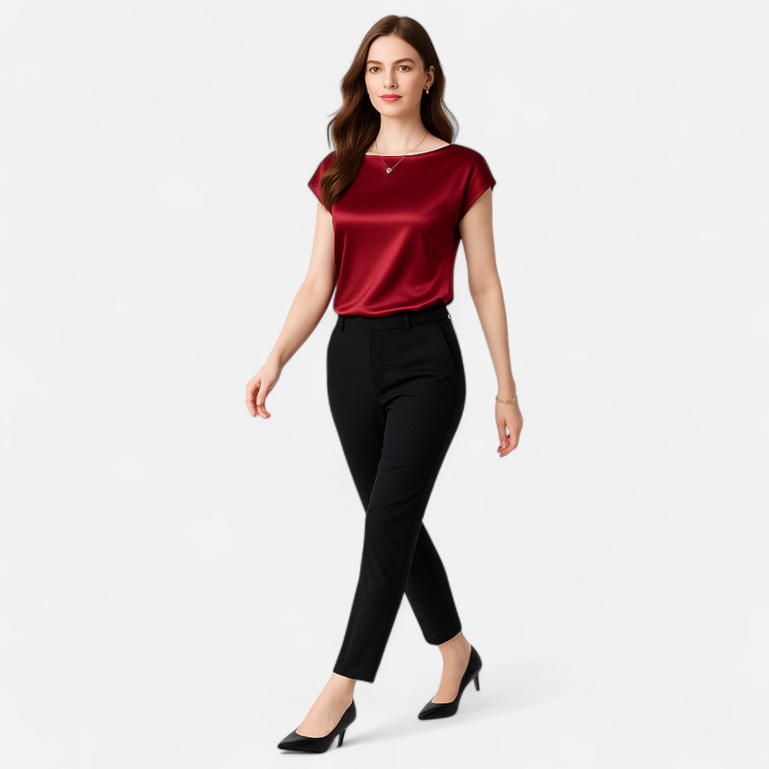 Maison Dresson | Women’s Satin Short Sleeve Blouse – O-Neck Silhouette, Fluid Elegance