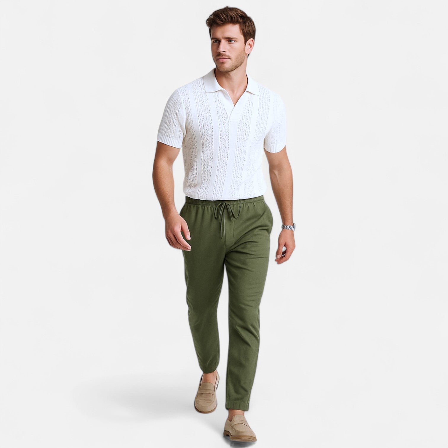Maison Dresson | Men’s Cotton Mesh Short‑Sleeve Polo – Slim Fit, Vintage‑Inspired Elegance