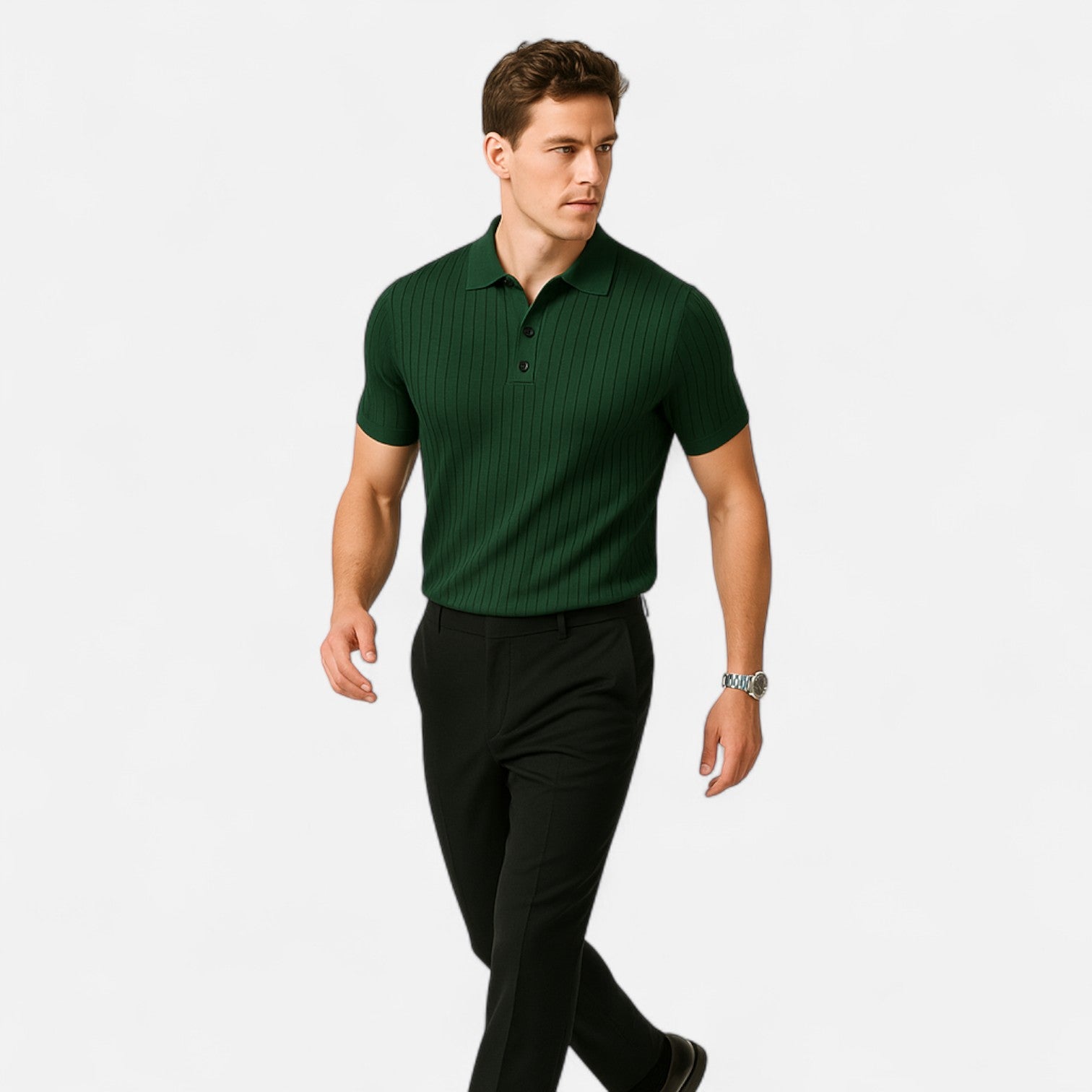 Maison Dresson | Men’s Retro Knitted Short‑Sleeve Striped Polo – Heritage Texture, Casual Refinement
