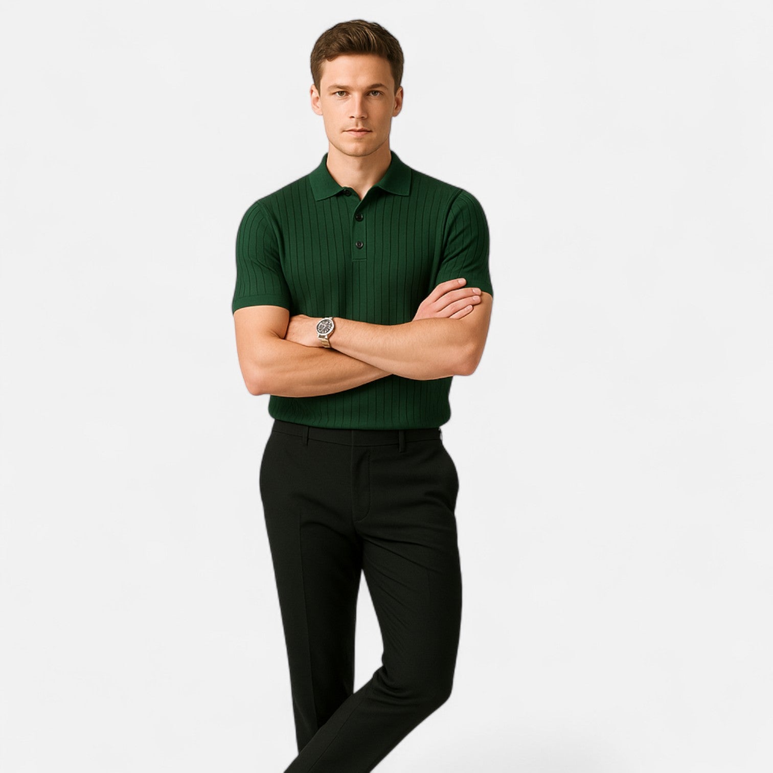 Maison Dresson | Men’s Retro Knitted Short‑Sleeve Striped Polo – Heritage Texture, Casual Refinement